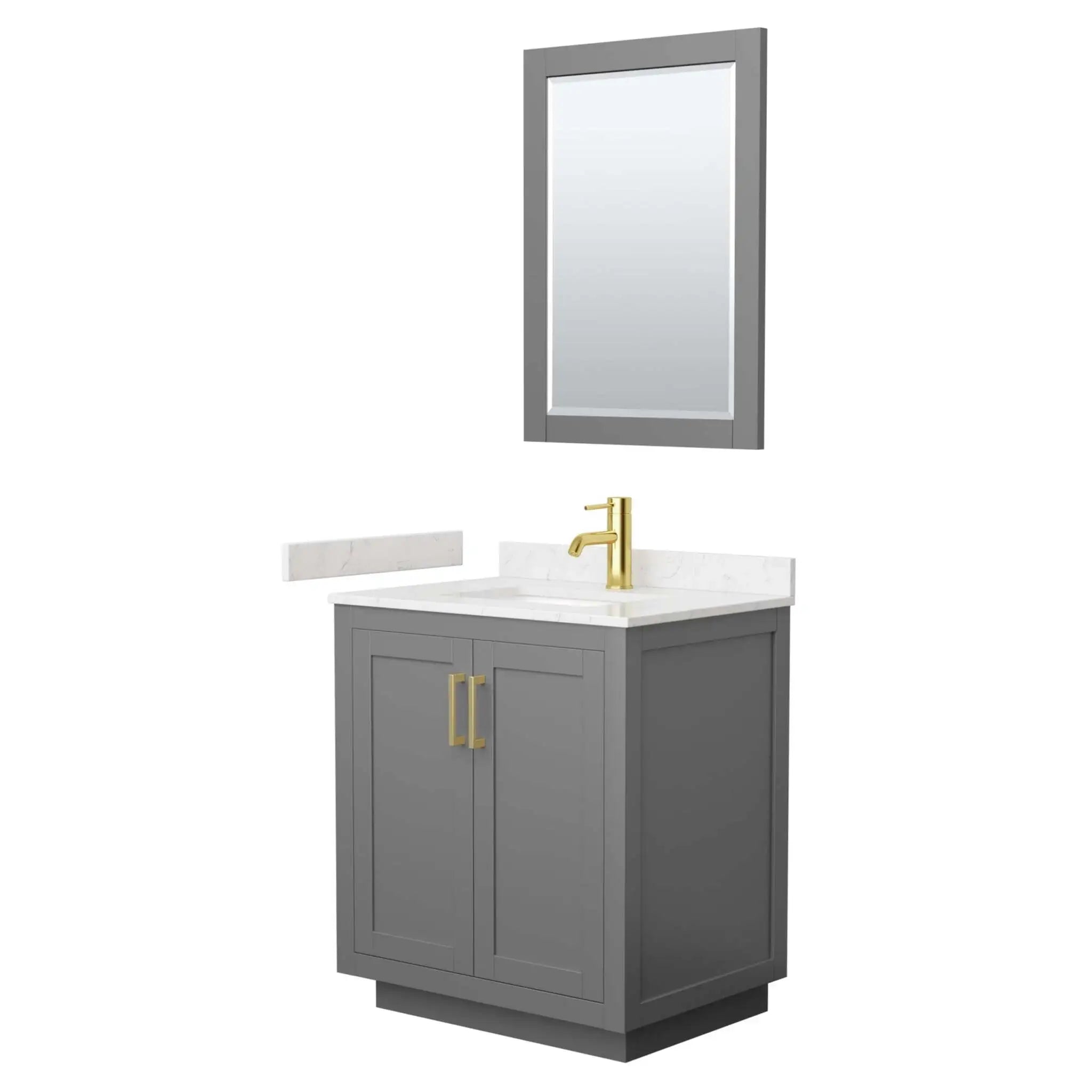 30" Miranda Single Bathroom Vanity in Dark Gray with Brushed Gold Trim & 24" Mirror by Wyndham