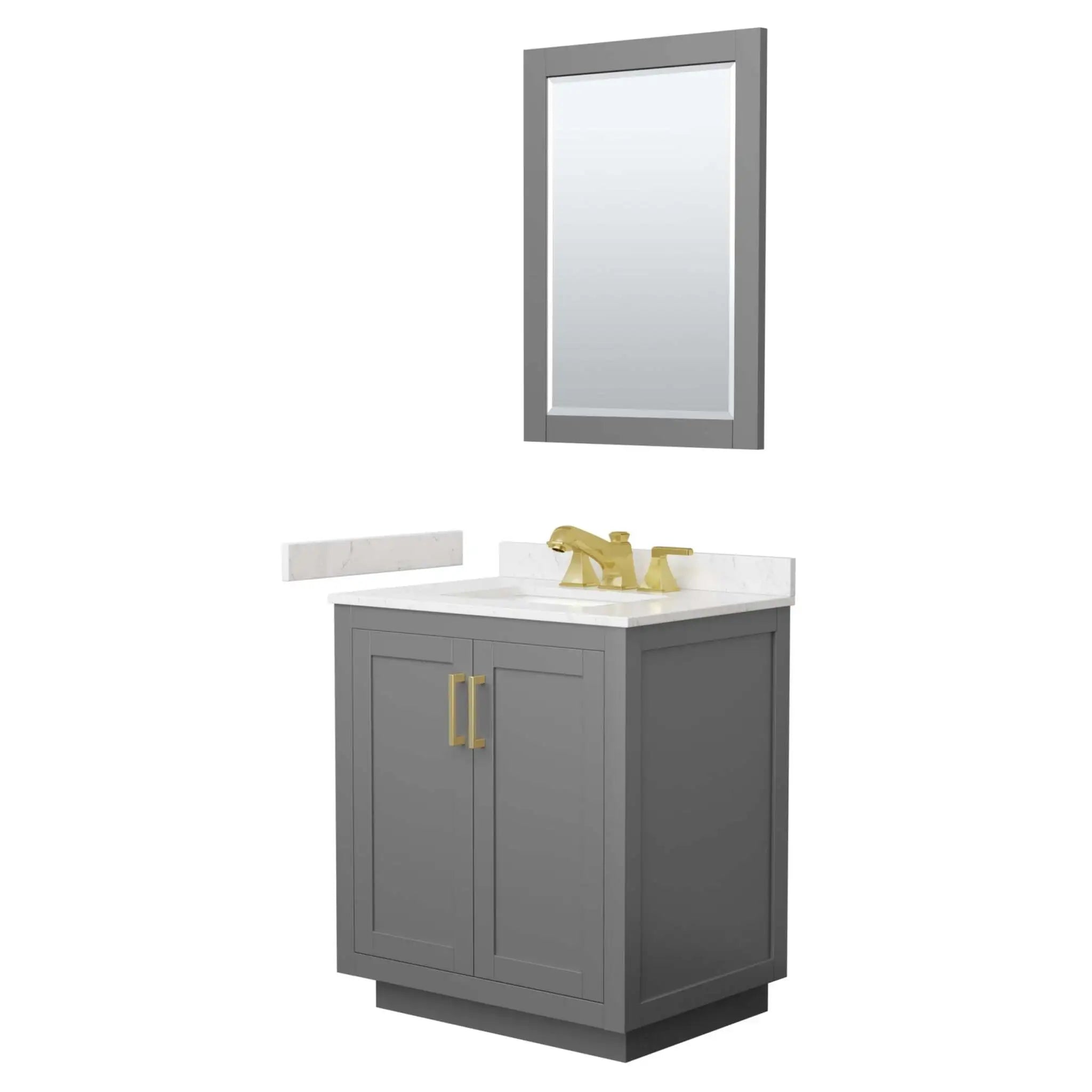 30" Miranda Single Bathroom Vanity in Dark Gray with Brushed Gold Trim & 24" Mirror by Wyndham