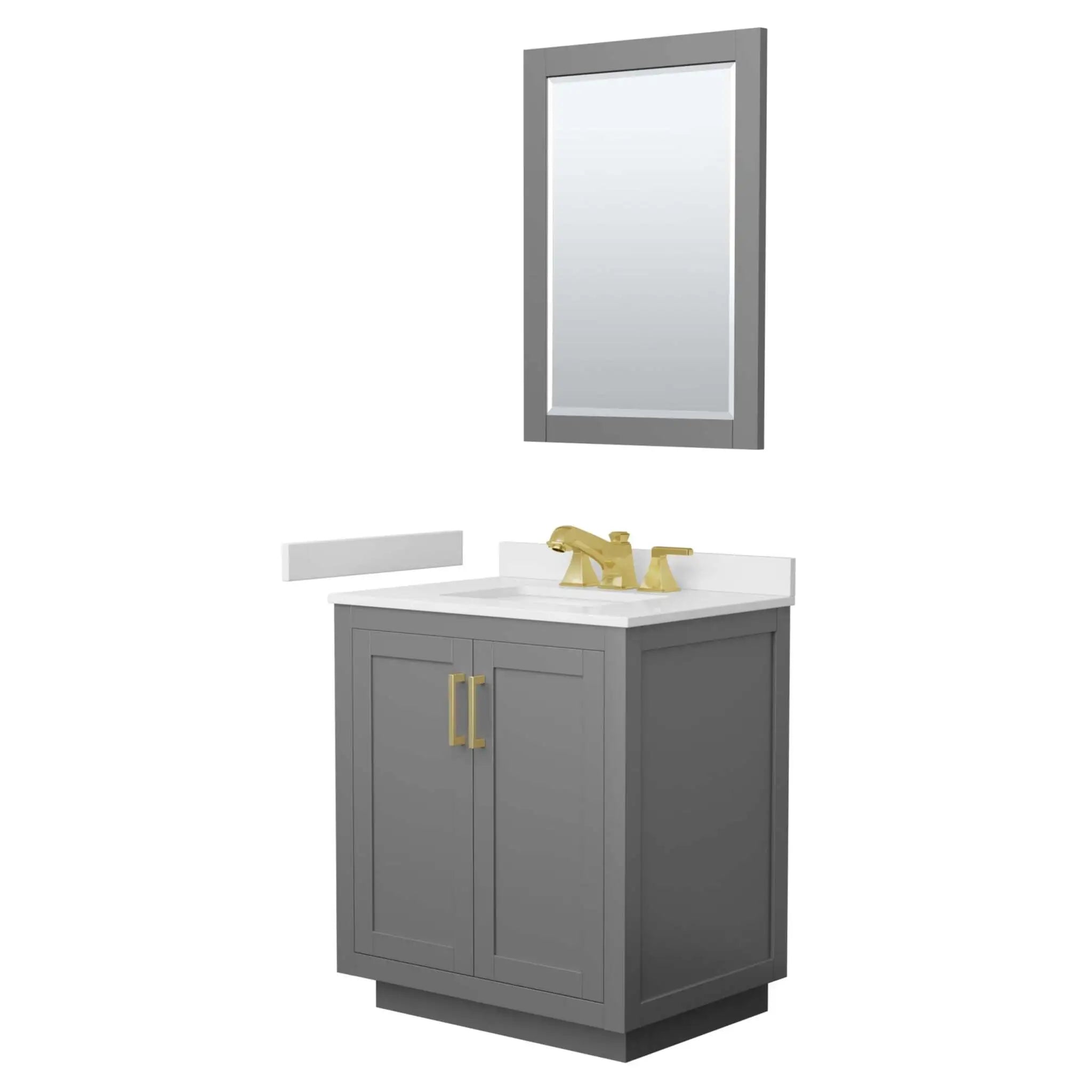 30" Miranda Single Bathroom Vanity in Dark Gray with Brushed Gold Trim & 24" Mirror by Wyndham