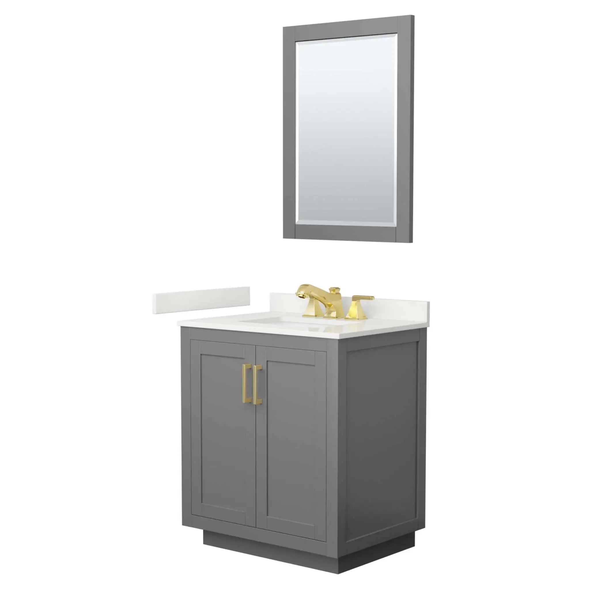 30" Miranda Single Bathroom Vanity in Dark Gray with Brushed Gold Trim & 24" Mirror by Wyndham