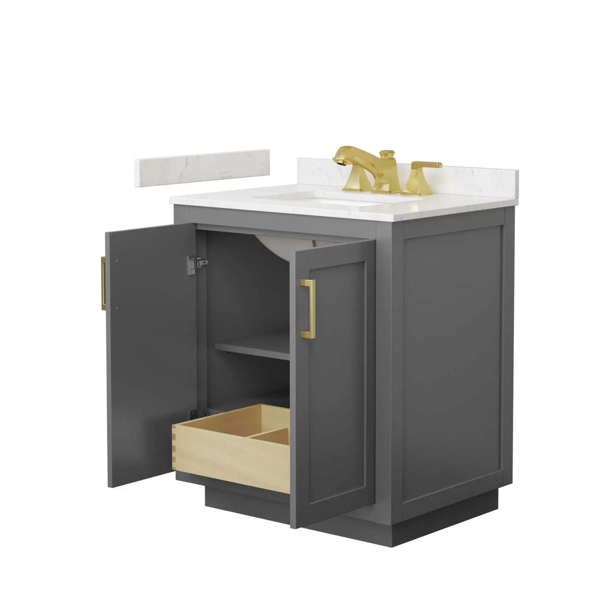 30" Miranda Single Bathroom Vanity in Dark Gray with Brushed Gold Trim by Wyndham