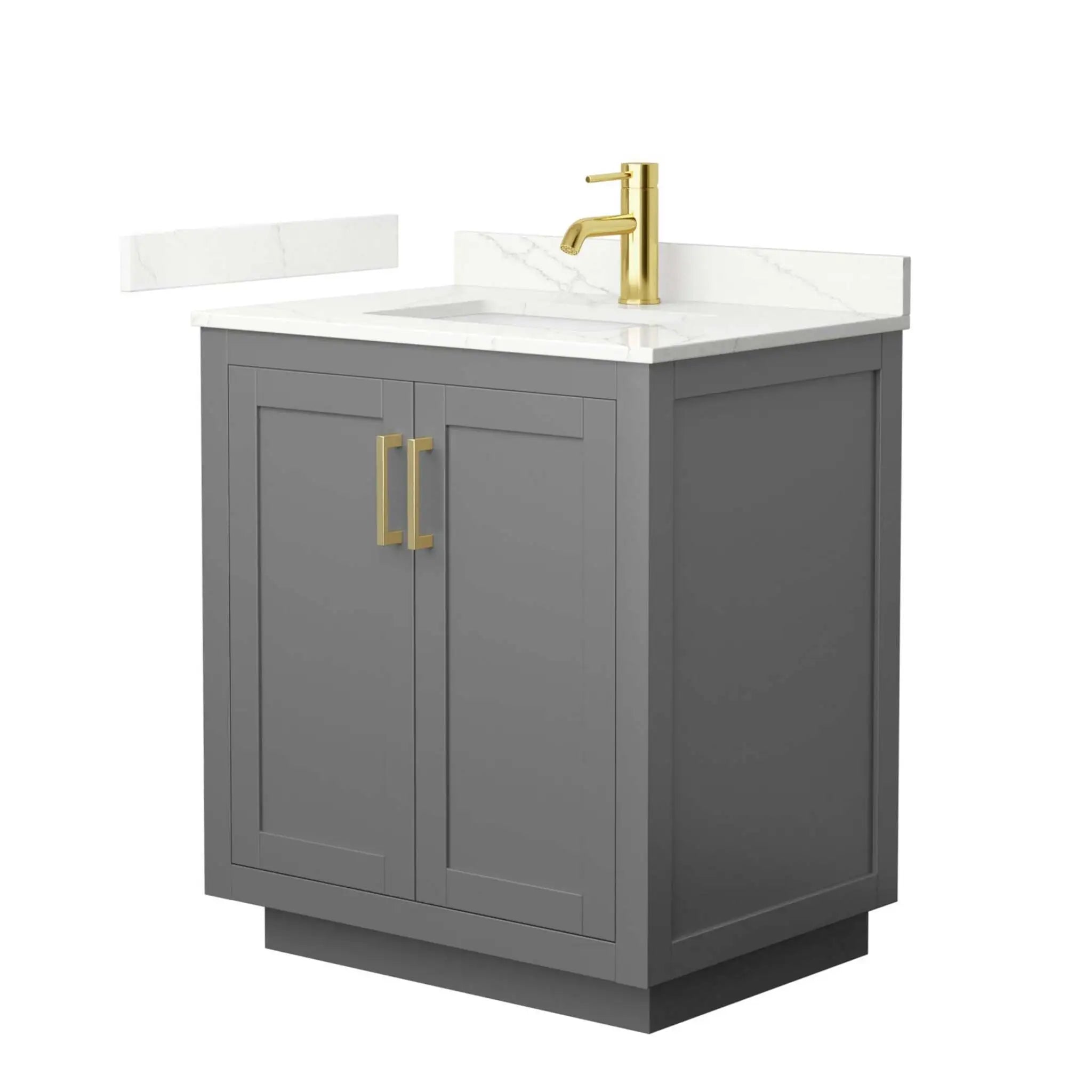 30" Miranda Single Bathroom Vanity in Dark Gray with Brushed Gold Trim by Wyndham