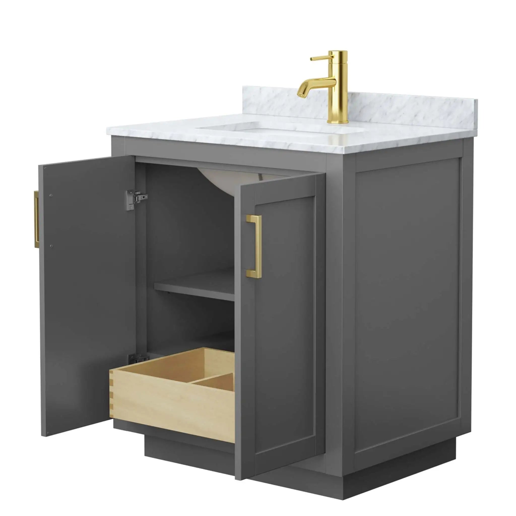 30" Miranda Single Bathroom Vanity in Dark Gray with Brushed Gold Trim by Wyndham