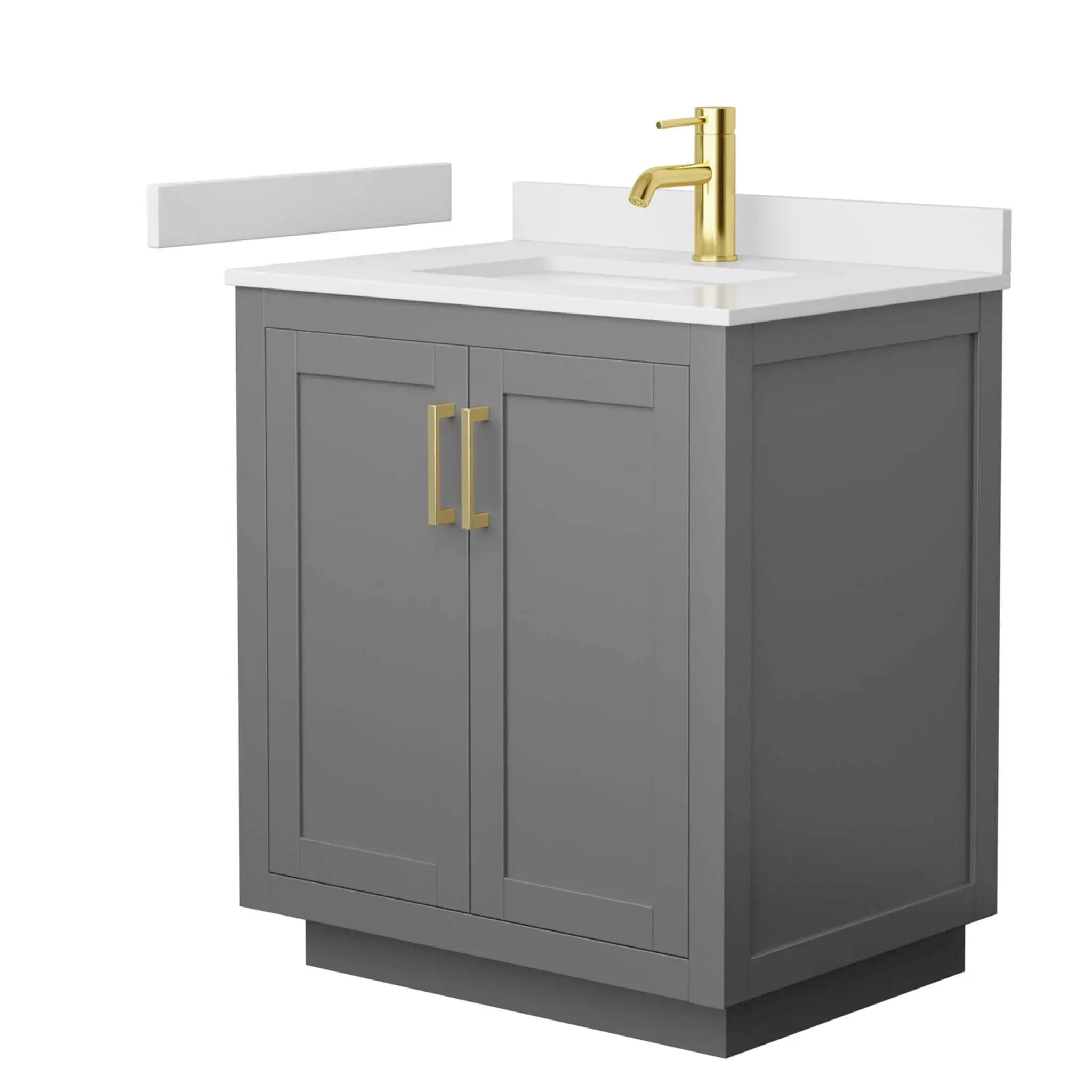 30" Miranda Single Bathroom Vanity in Dark Gray with Brushed Gold Trim by Wyndham
