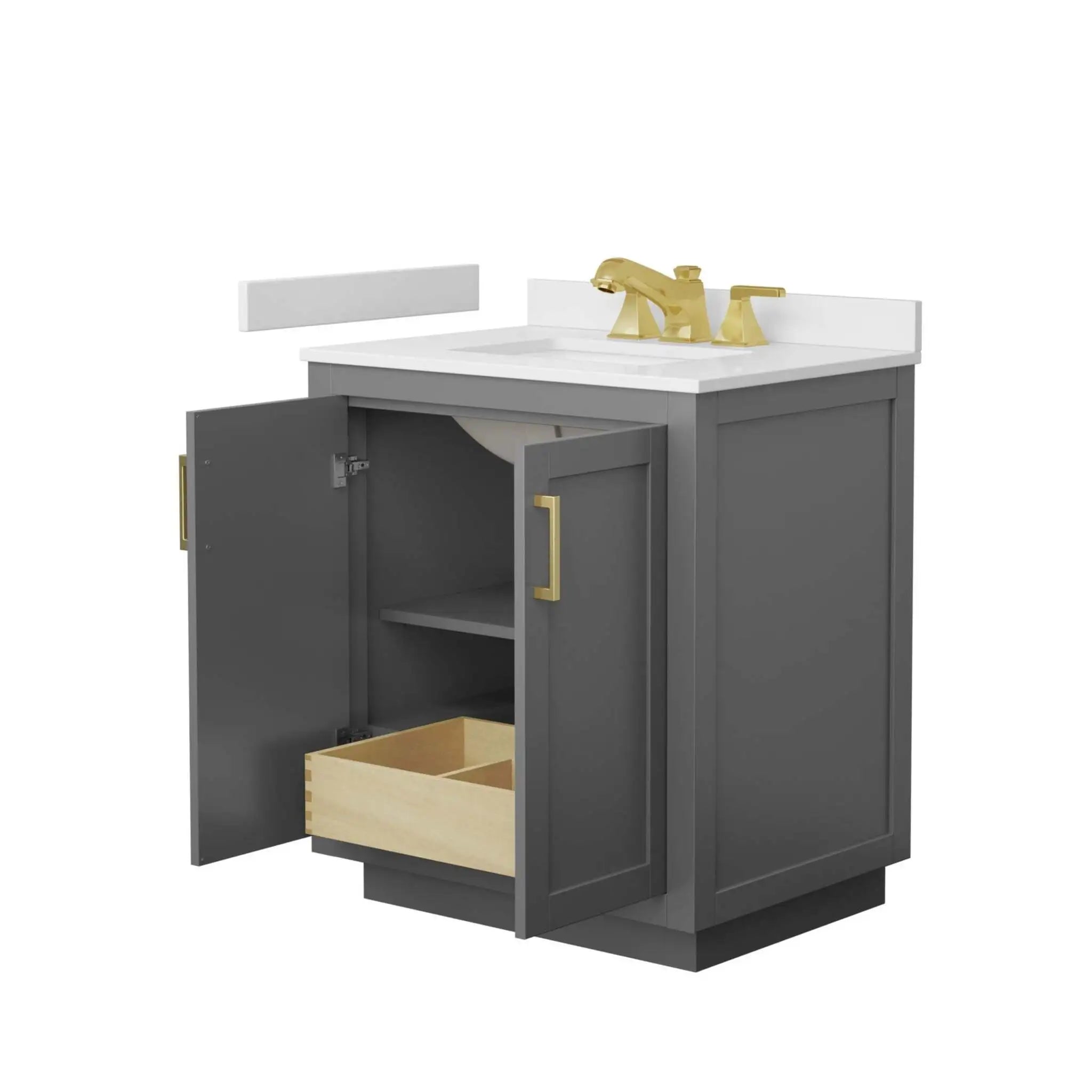 30" Miranda Single Bathroom Vanity in Dark Gray with Brushed Gold Trim by Wyndham