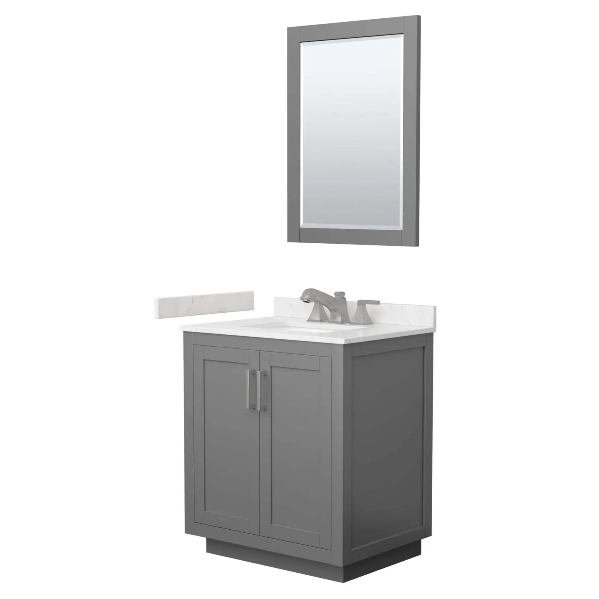 30" Miranda Single Bathroom Vanity in Dark Gray with Brushed Nickel Trim & 24" Mirror by Wyndham