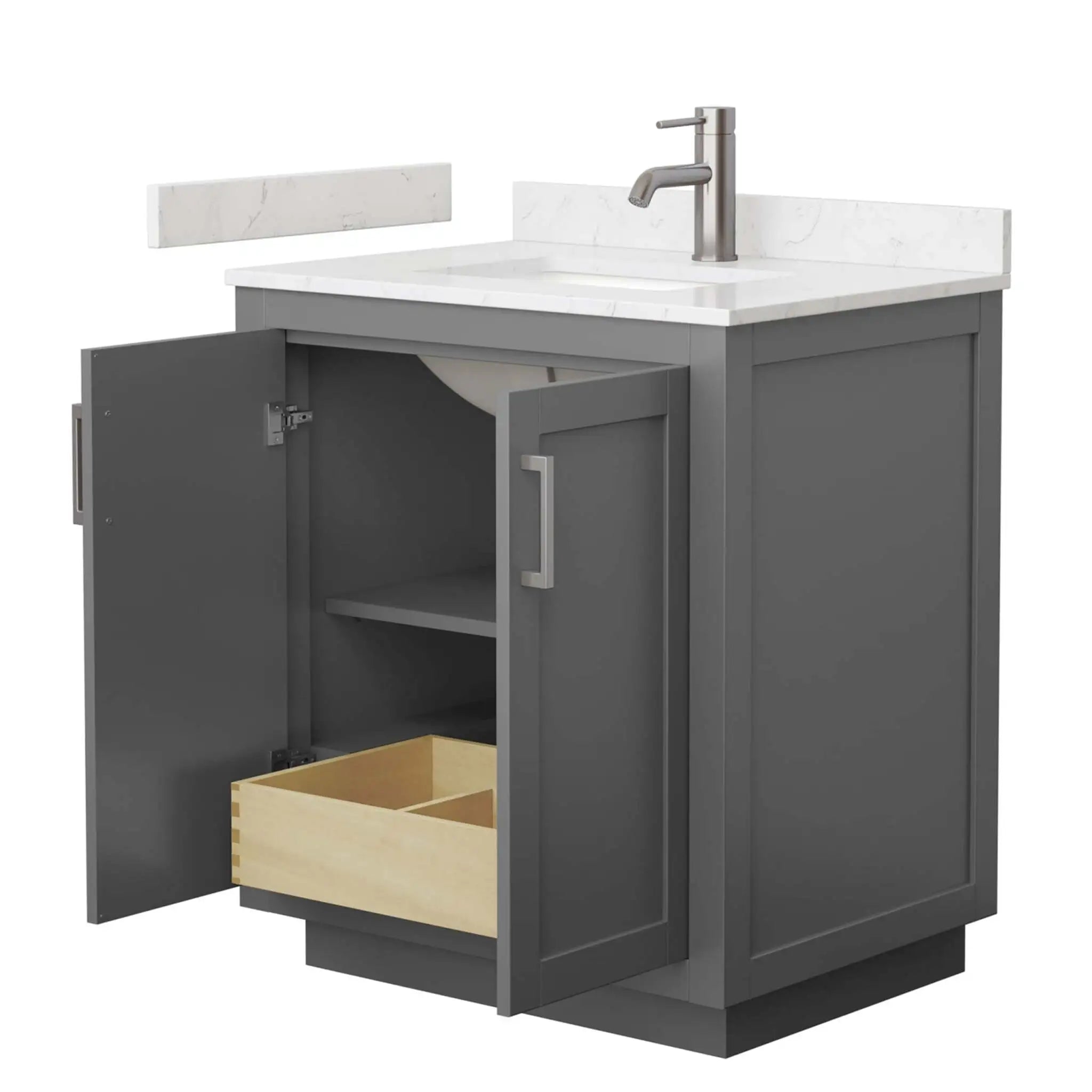 30" Miranda Single Bathroom Vanity in Dark Gray with Brushed Nickel Trim by Wyndham