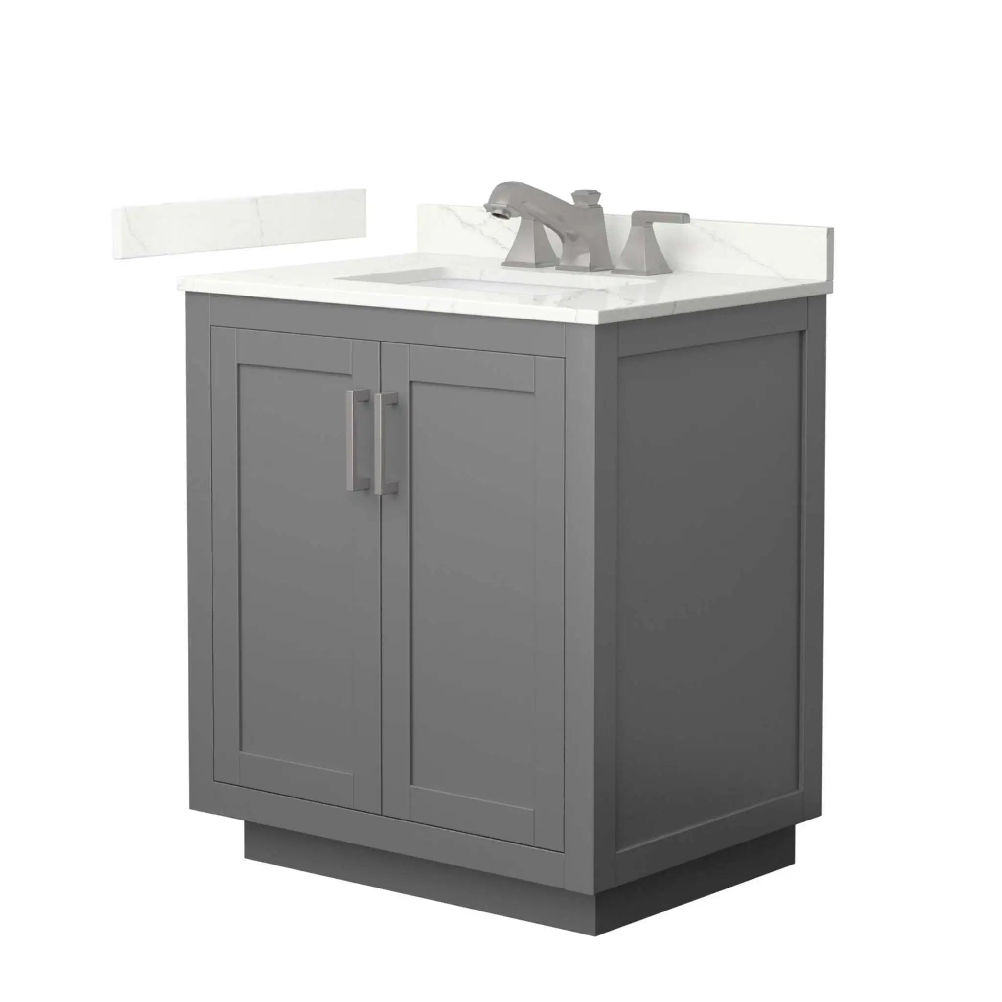 30" Miranda Single Bathroom Vanity in Dark Gray with Brushed Nickel Trim by Wyndham