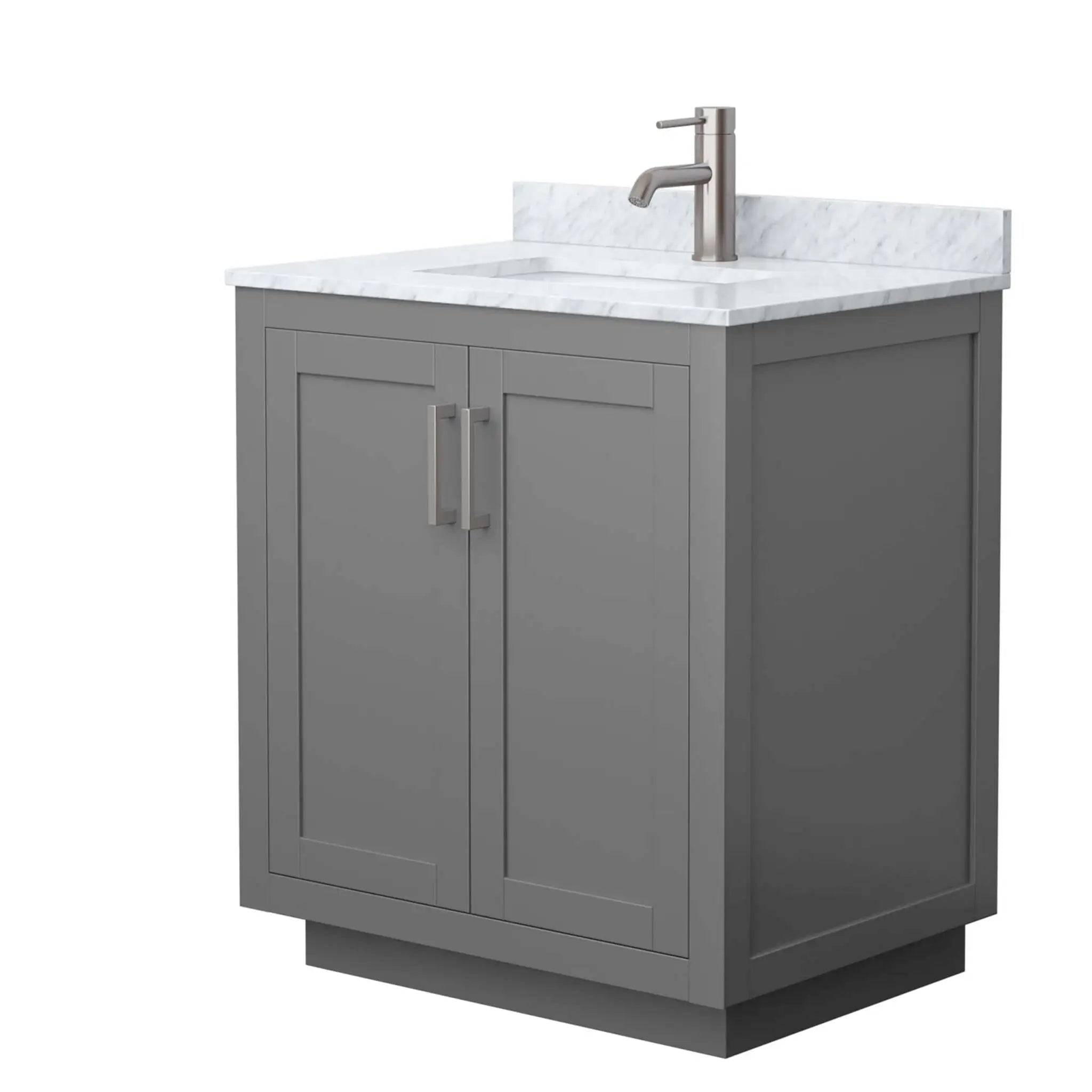 30" Miranda Single Bathroom Vanity in Dark Gray with Brushed Nickel Trim by Wyndham