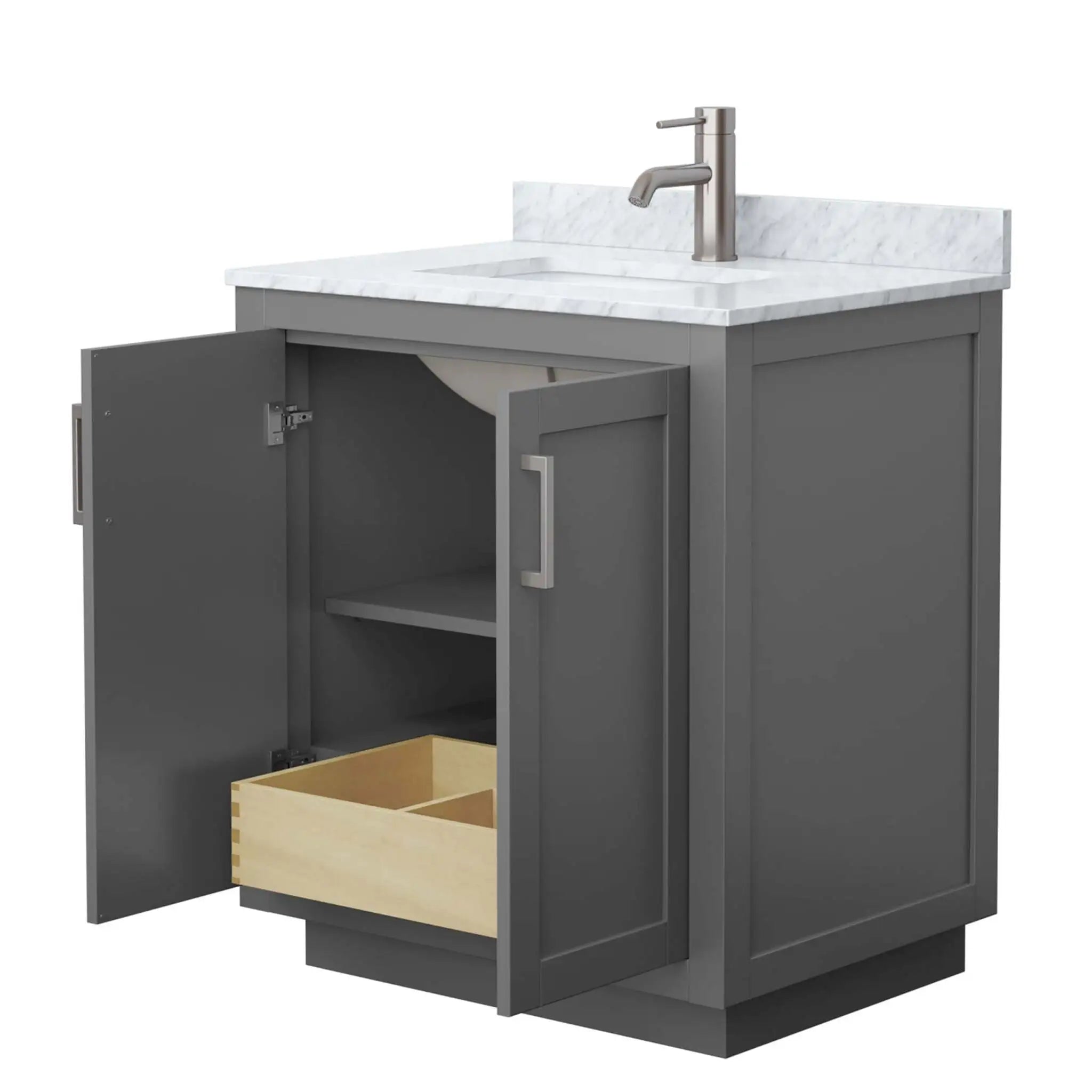30" Miranda Single Bathroom Vanity in Dark Gray with Brushed Nickel Trim by Wyndham