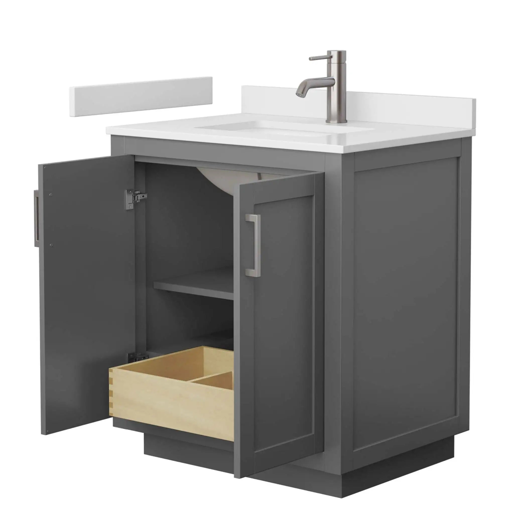 30" Miranda Single Bathroom Vanity in Dark Gray with Brushed Nickel Trim by Wyndham
