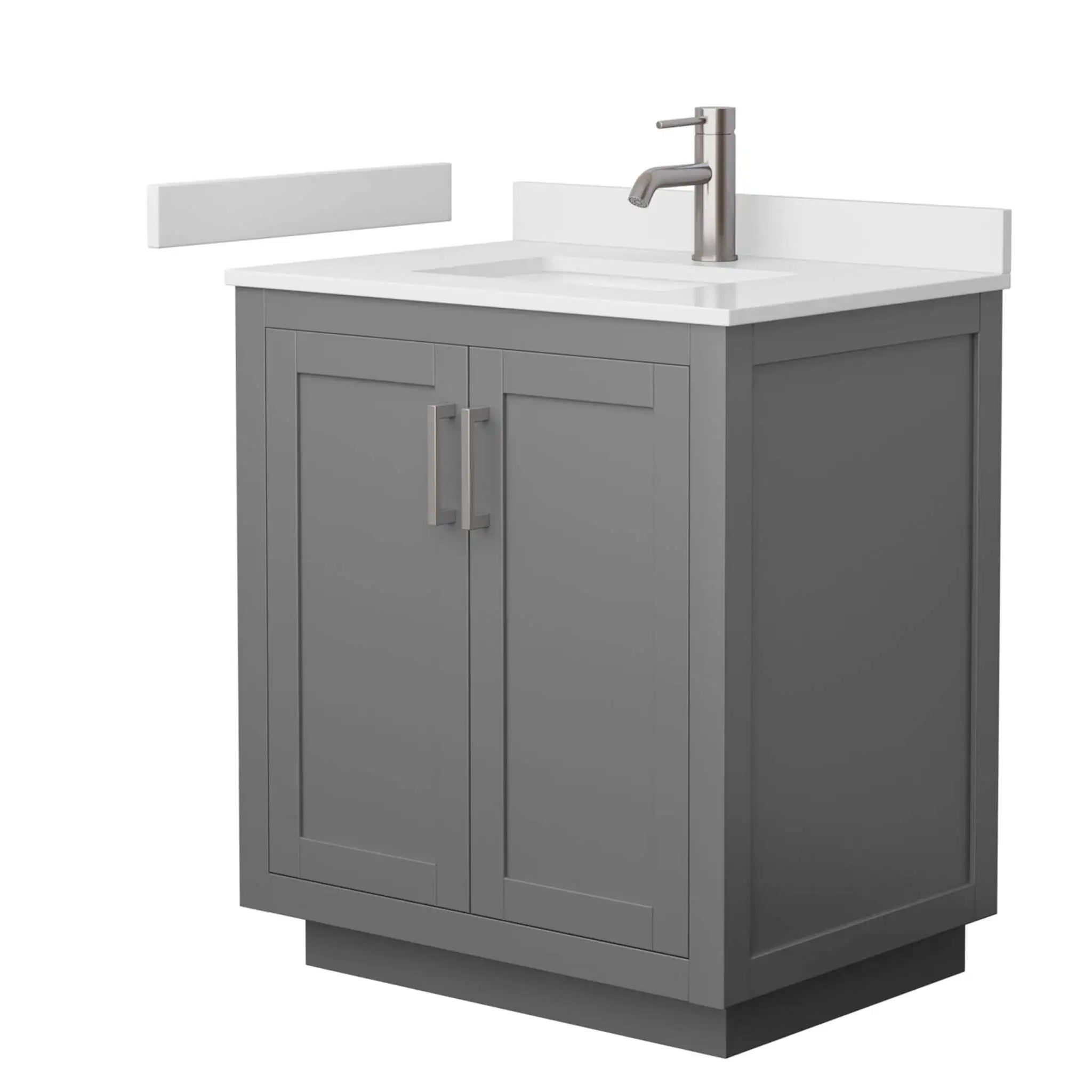30" Miranda Single Bathroom Vanity in Dark Gray with Brushed Nickel Trim by Wyndham