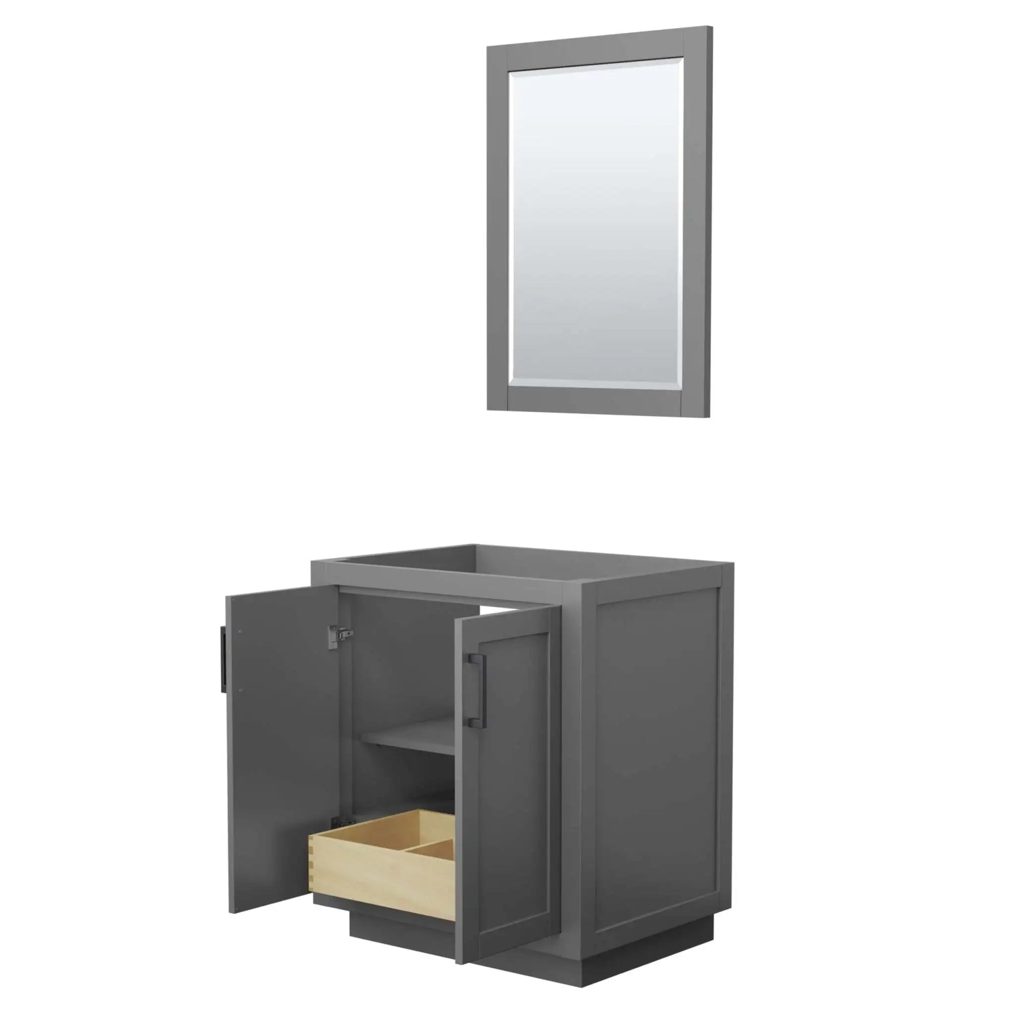 30" Miranda Single Bathroom Vanity in Dark Gray with Matte Black Trim & 24" Mirror by Wyndham