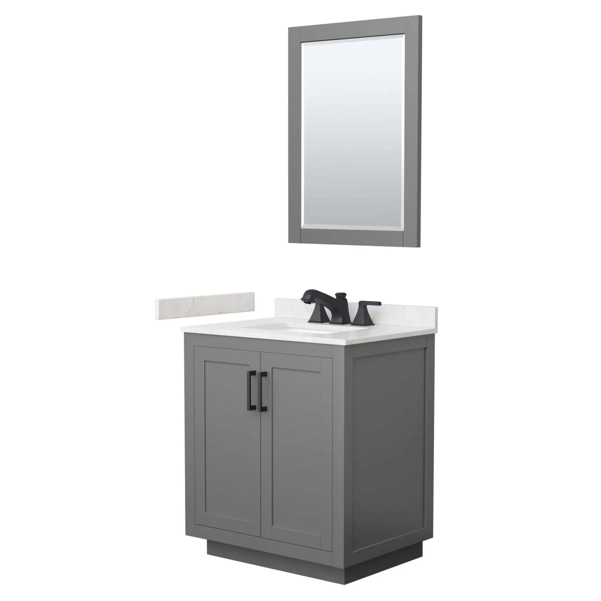 30" Miranda Single Bathroom Vanity in Dark Gray with Matte Black Trim & 24" Mirror by Wyndham