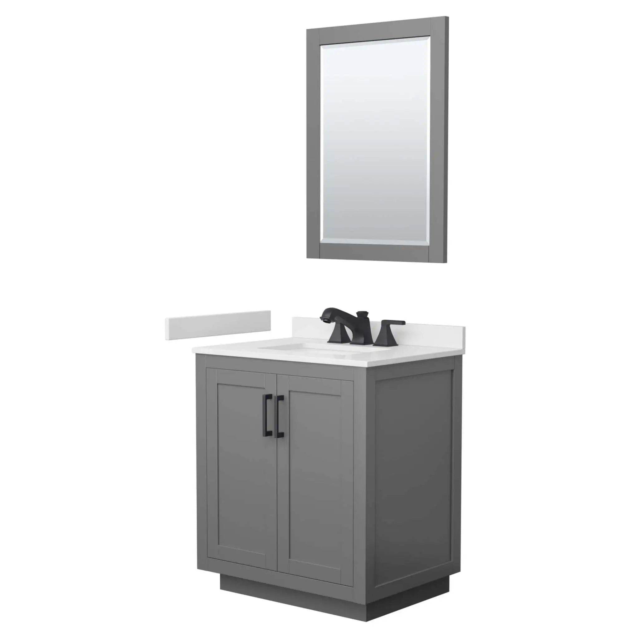 30" Miranda Single Bathroom Vanity in Dark Gray with Matte Black Trim & 24" Mirror by Wyndham