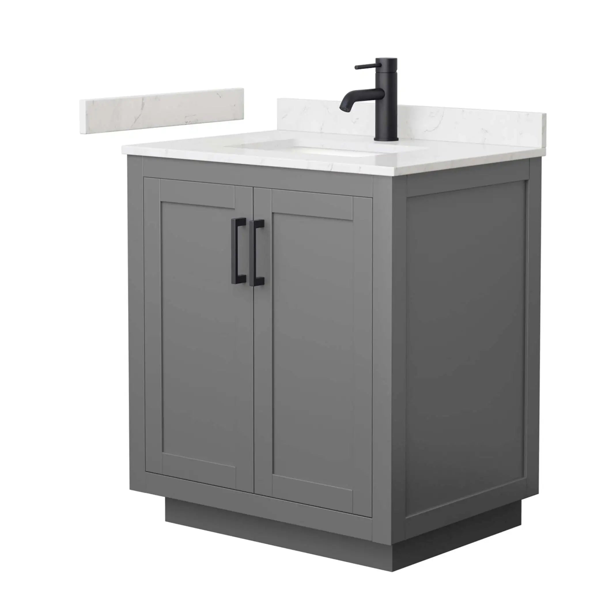 30" Miranda Single Bathroom Vanity in Dark Gray with Matte Black Trim by Wyndham