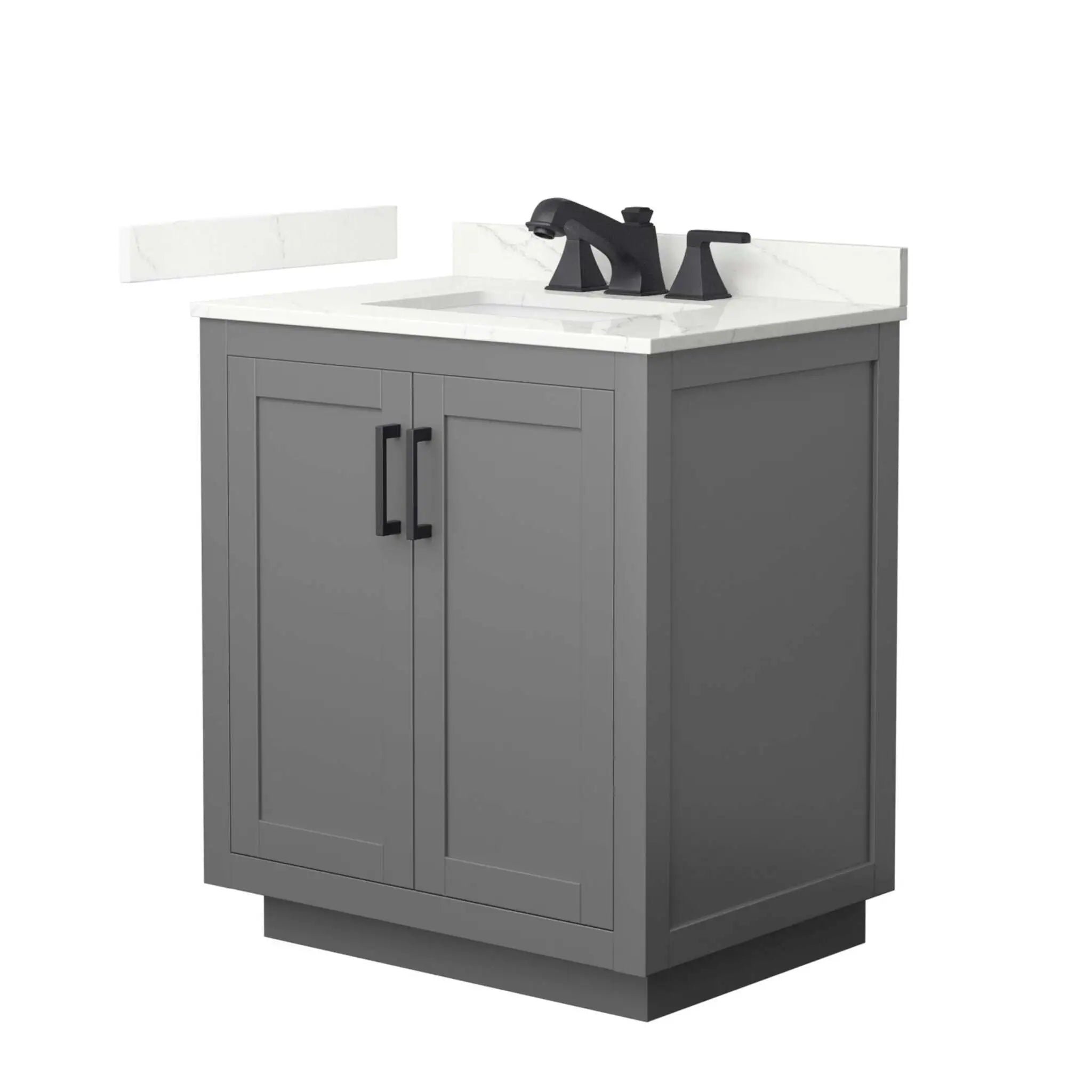 30" Miranda Single Bathroom Vanity in Dark Gray with Matte Black Trim by Wyndham