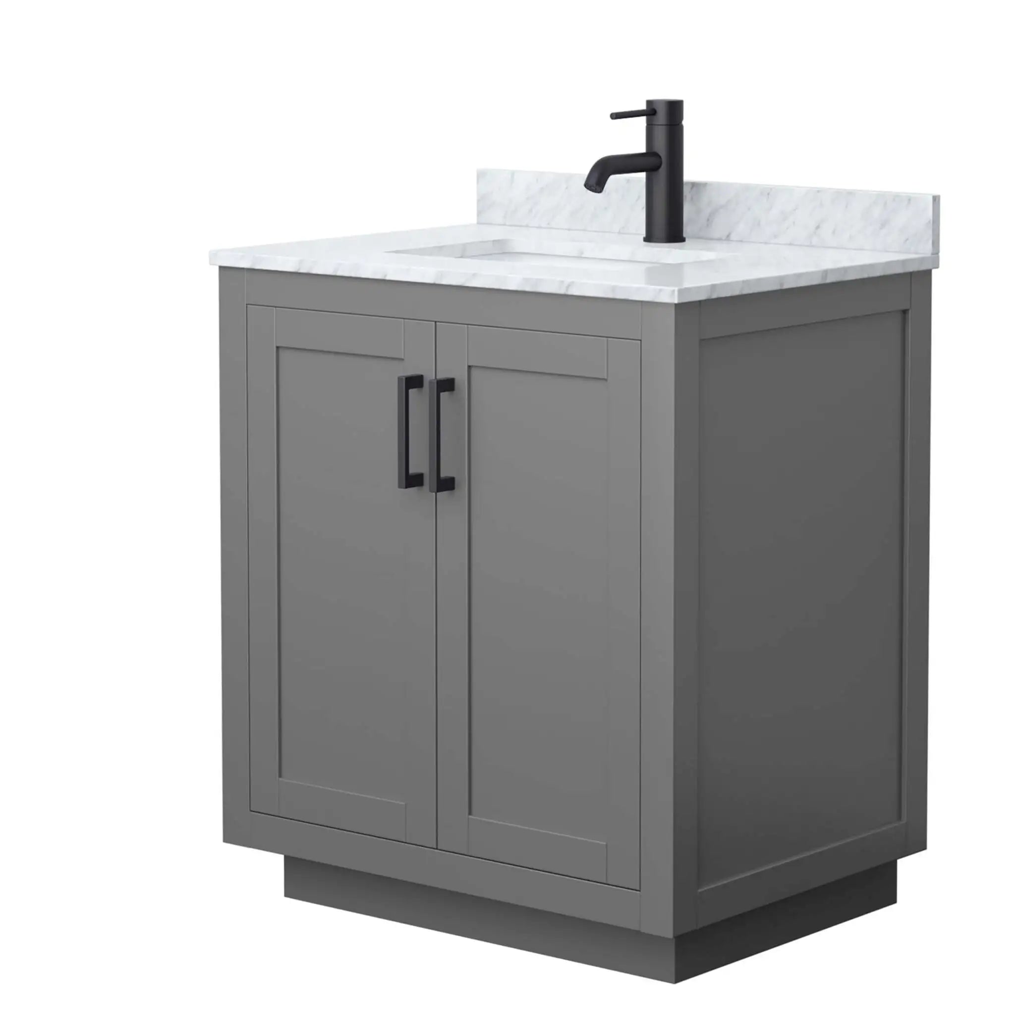 30" Miranda Single Bathroom Vanity in Dark Gray with Matte Black Trim by Wyndham