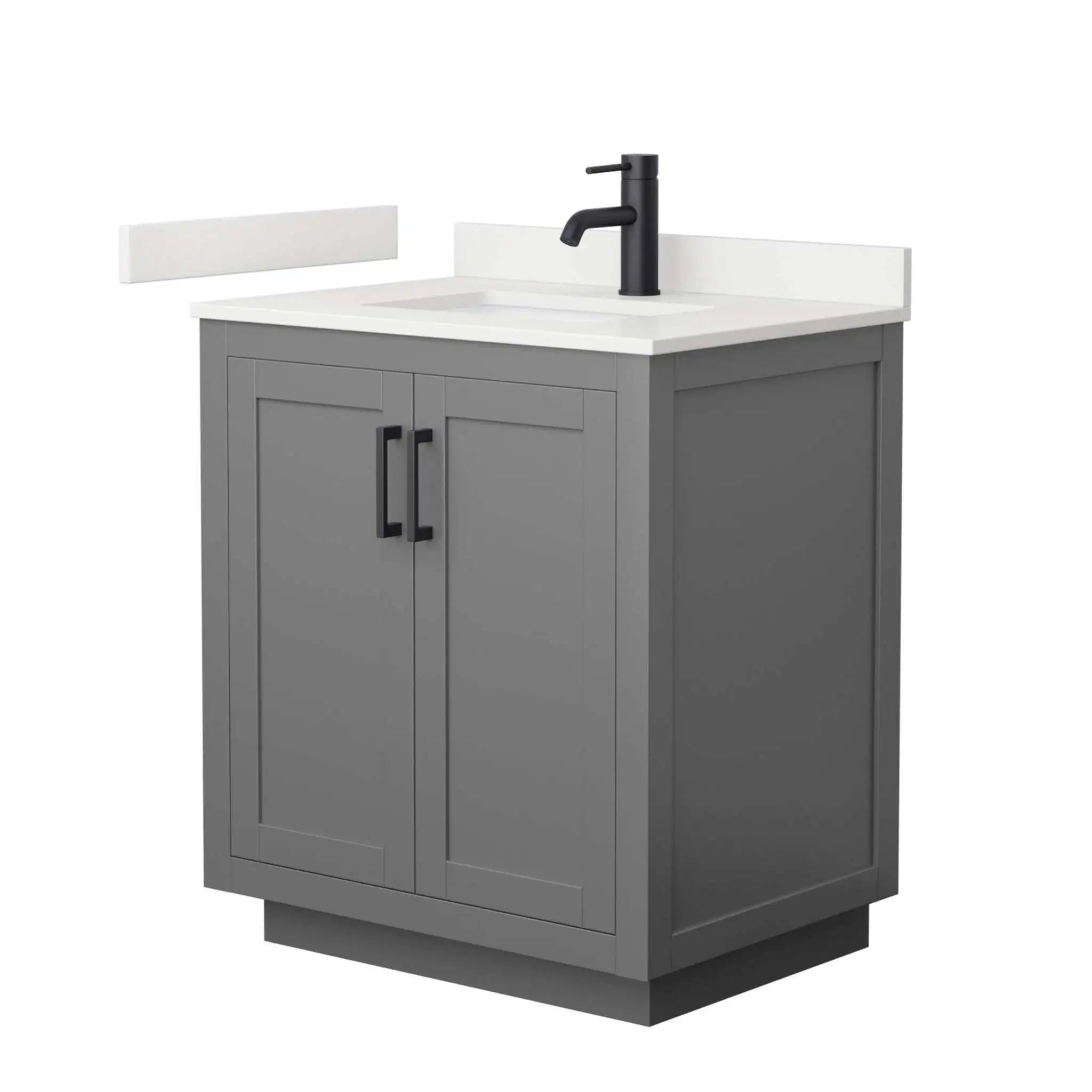 30" Miranda Single Bathroom Vanity in Dark Gray with Matte Black Trim by Wyndham
