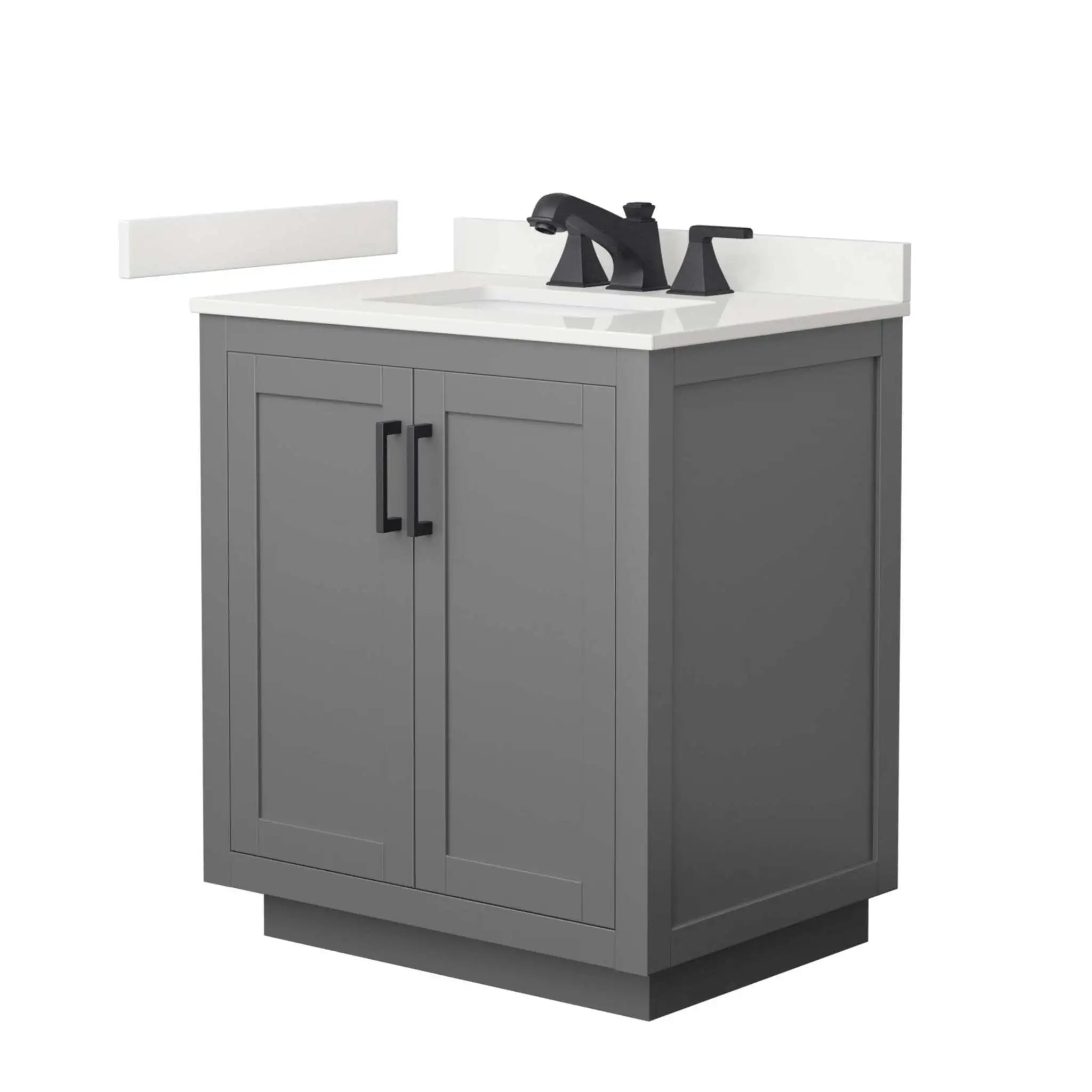 30" Miranda Single Bathroom Vanity in Dark Gray with Matte Black Trim by Wyndham