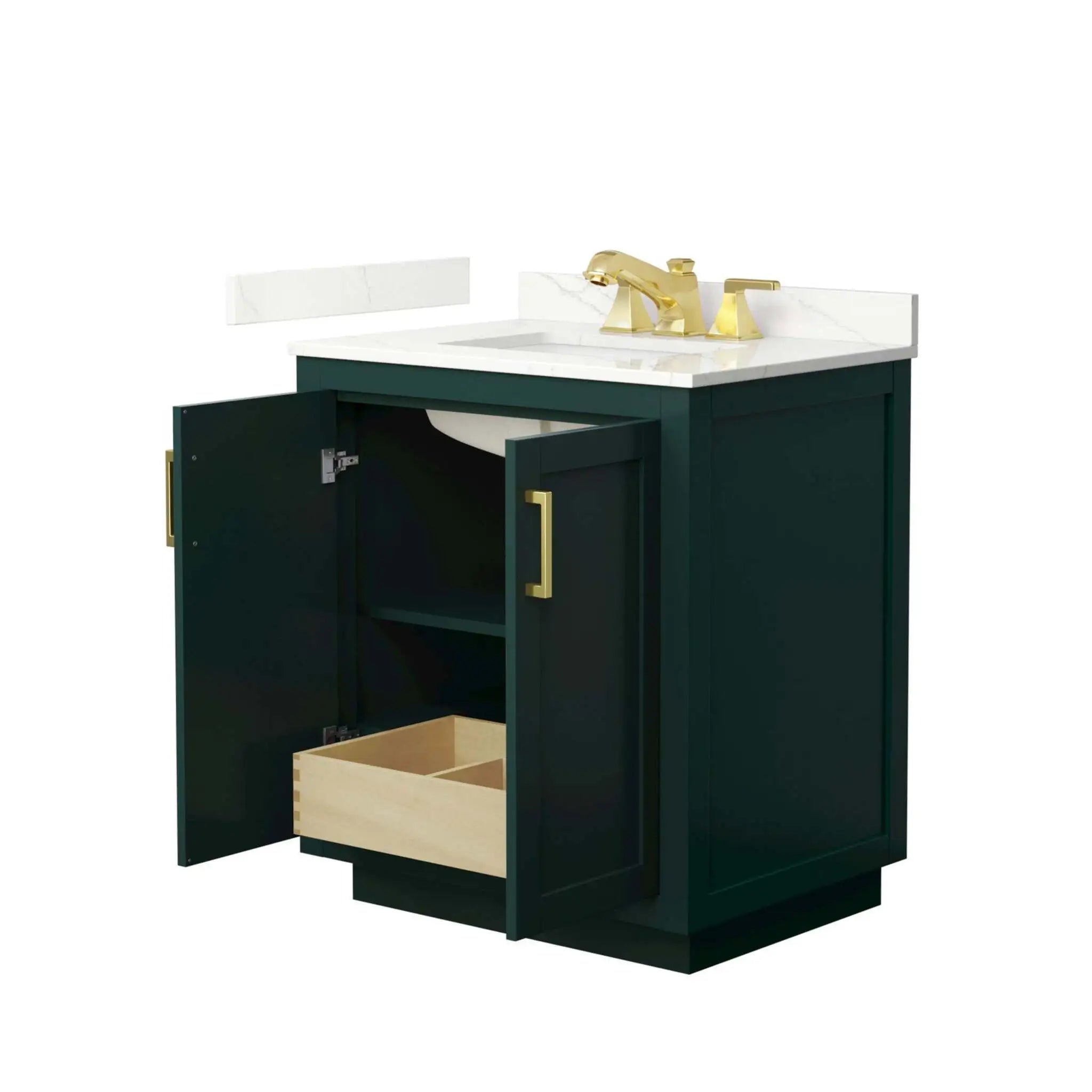 30" Miranda Single Bathroom Vanity in Green with Brushed Gold Trim by Wyndham