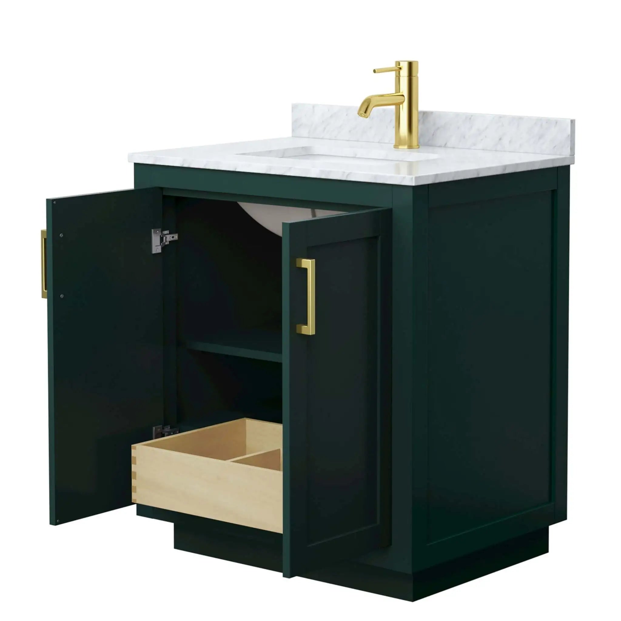 30" Miranda Single Bathroom Vanity in Green with Brushed Gold Trim by Wyndham