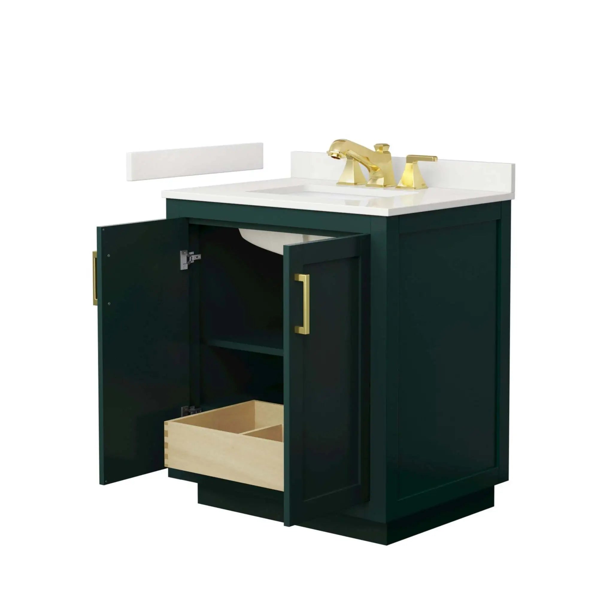 30" Miranda Single Bathroom Vanity in Green with Brushed Gold Trim by Wyndham