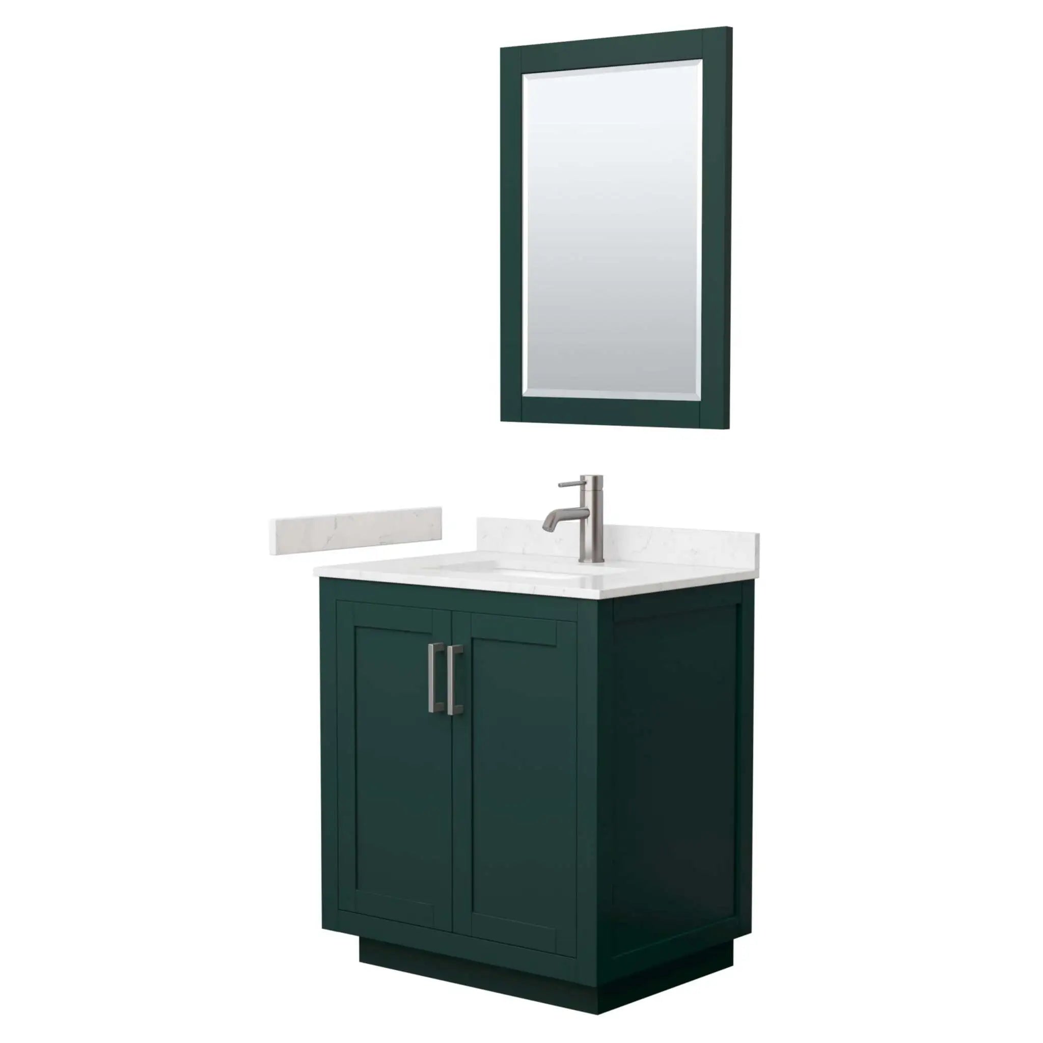 30" Miranda Single Bathroom Vanity in Green with Brushed Nickel Trim & 24" Mirror by Wyndham