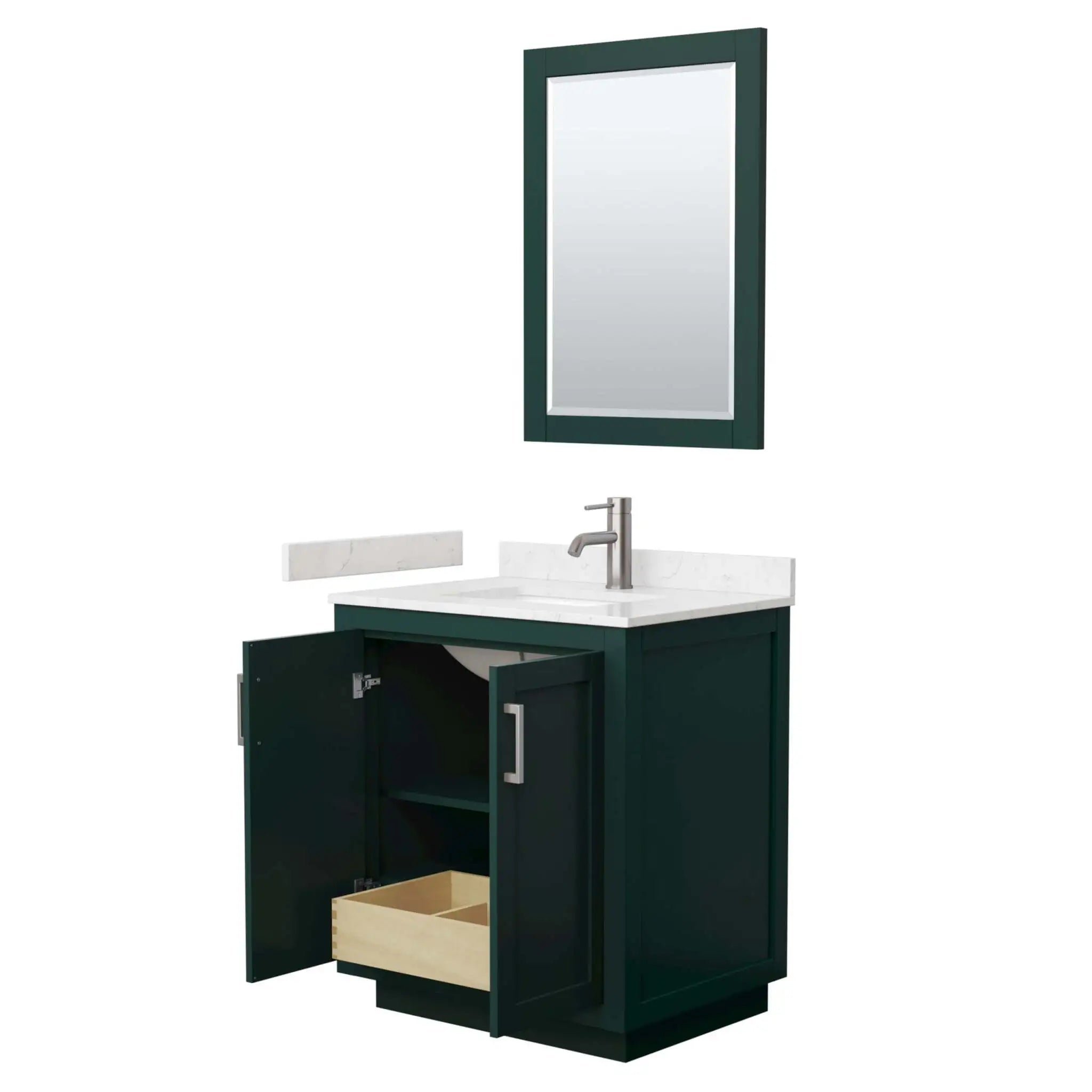 30" Miranda Single Bathroom Vanity in Green with Brushed Nickel Trim & 24" Mirror by Wyndham