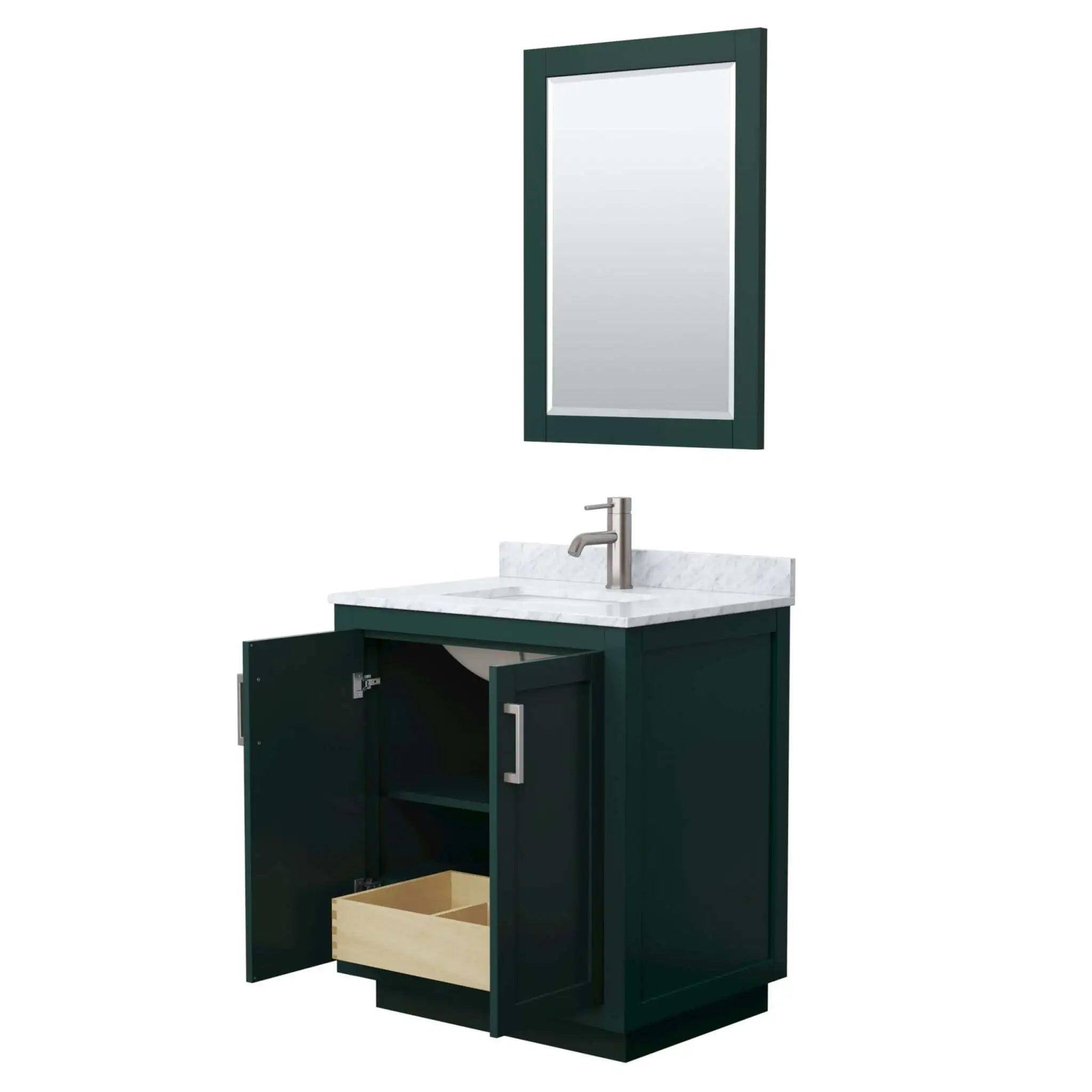 30" Miranda Single Bathroom Vanity in Green with Brushed Nickel Trim & 24" Mirror by Wyndham
