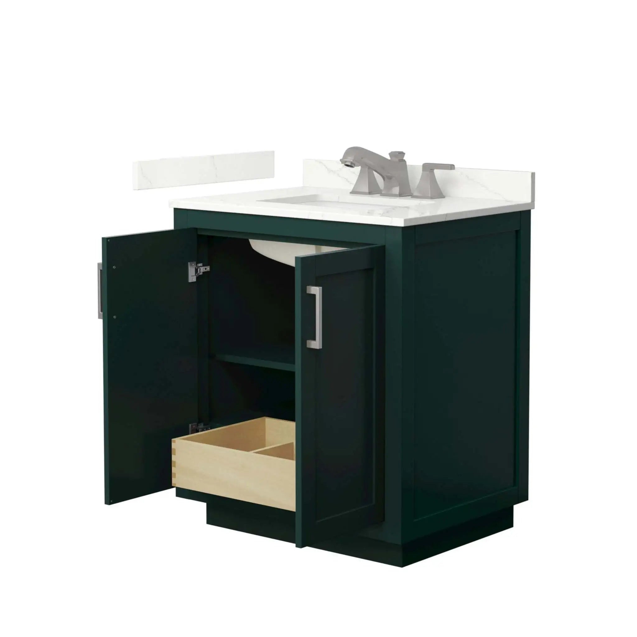 30" Miranda Single Bathroom Vanity in Green with Brushed Nickel Trim by Wyndham