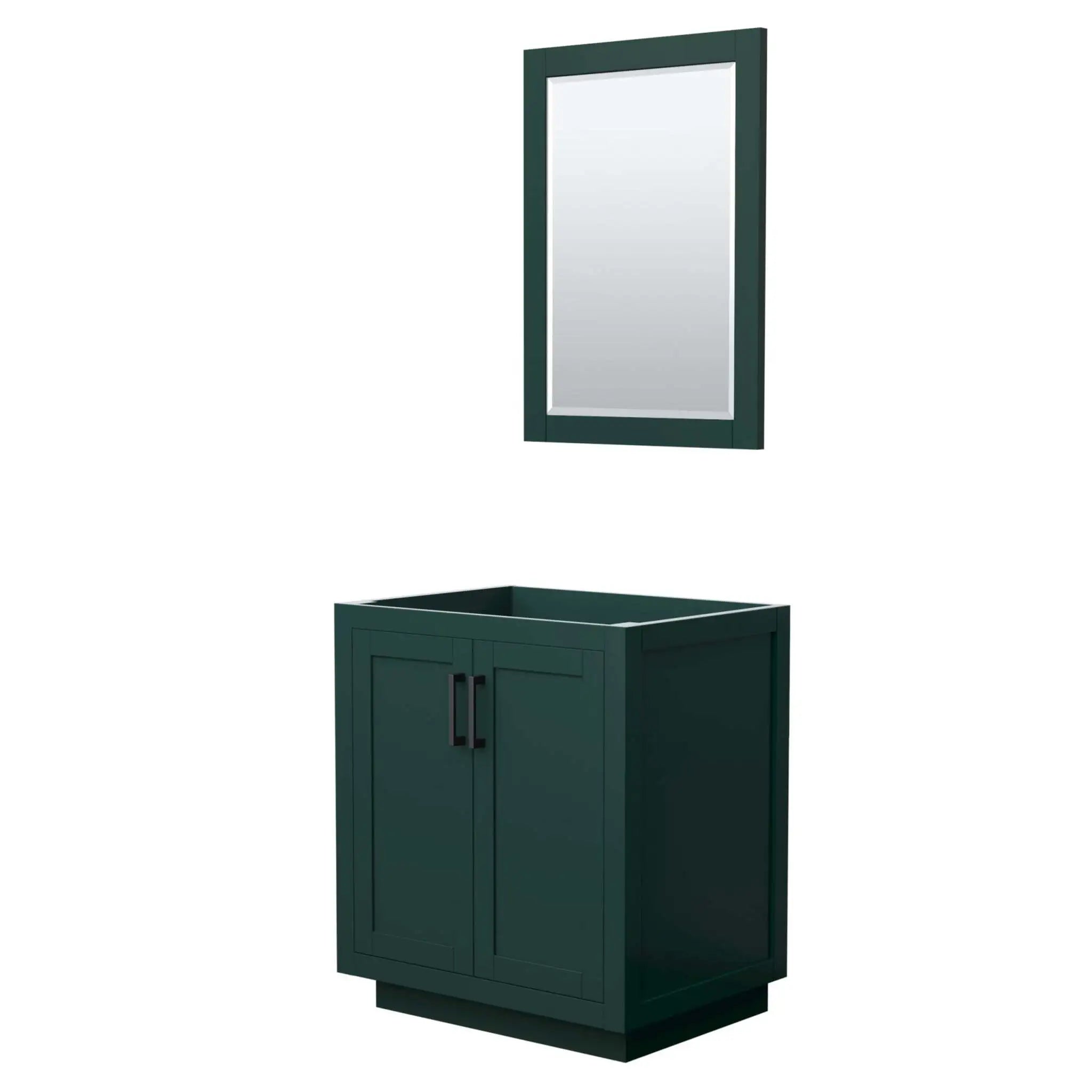 30" Miranda Single Bathroom Vanity in Green with Matte Black Trim & 24" Mirror by Wyndham
