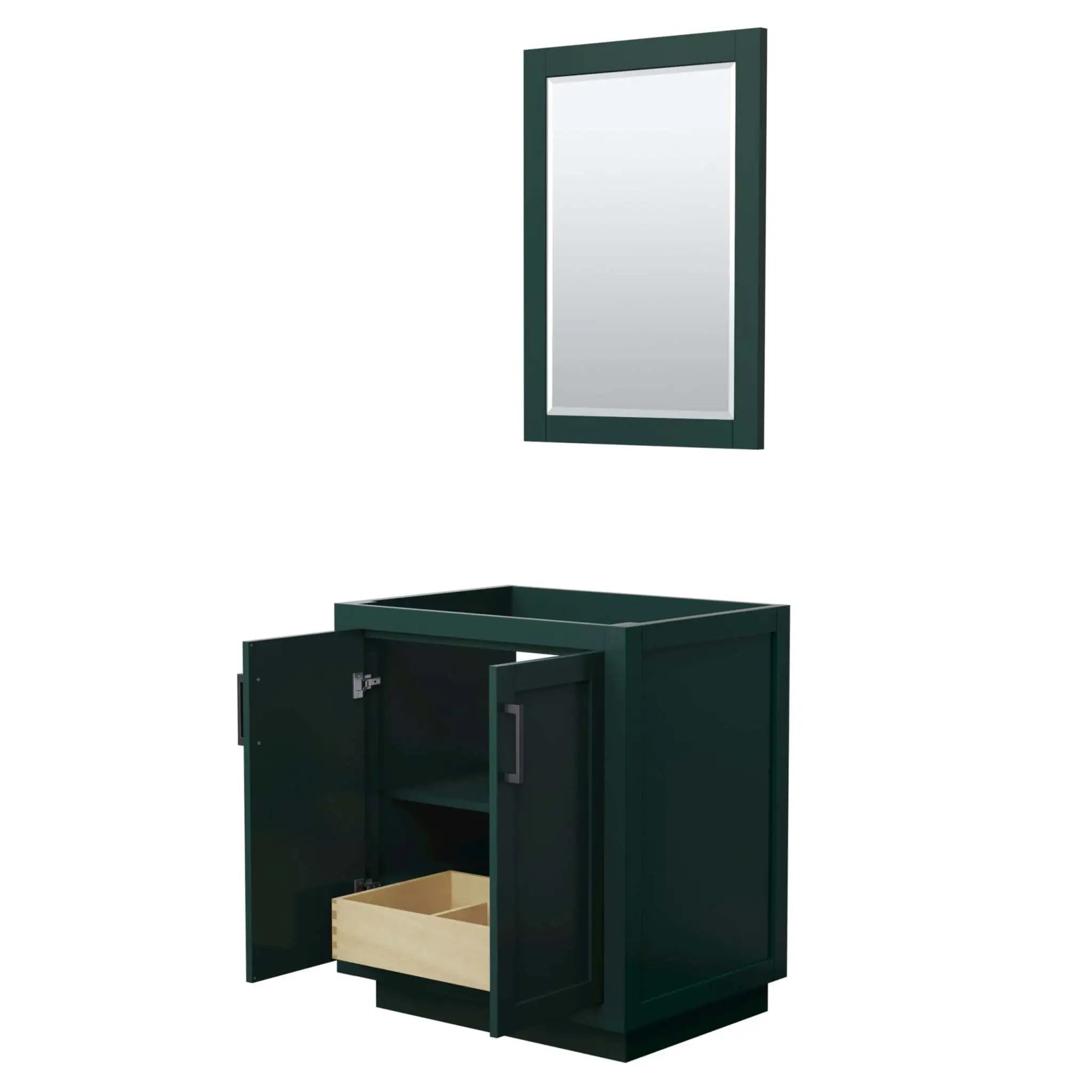 30" Miranda Single Bathroom Vanity in Green with Matte Black Trim & 24" Mirror by Wyndham