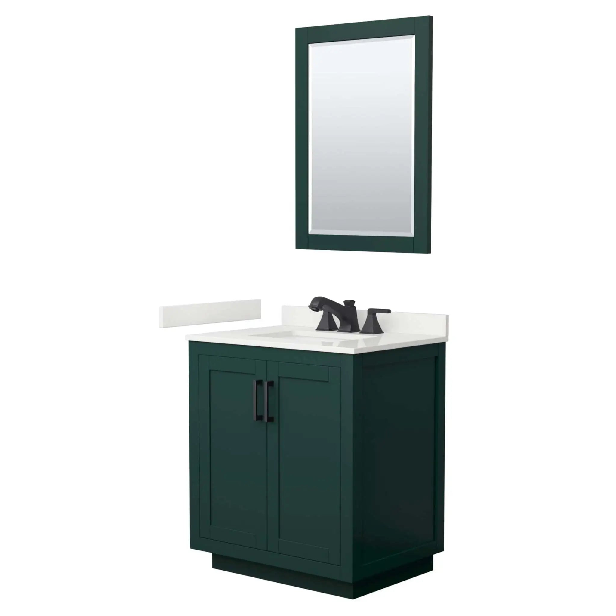 30" Miranda Single Bathroom Vanity in Green with Matte Black Trim & 24" Mirror by Wyndham