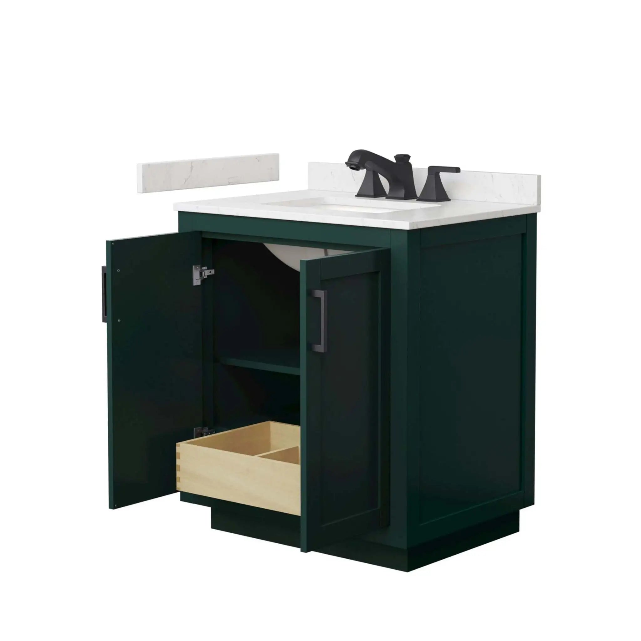 30" Miranda Single Bathroom Vanity in Green with Matte Black Trim by Wyndham