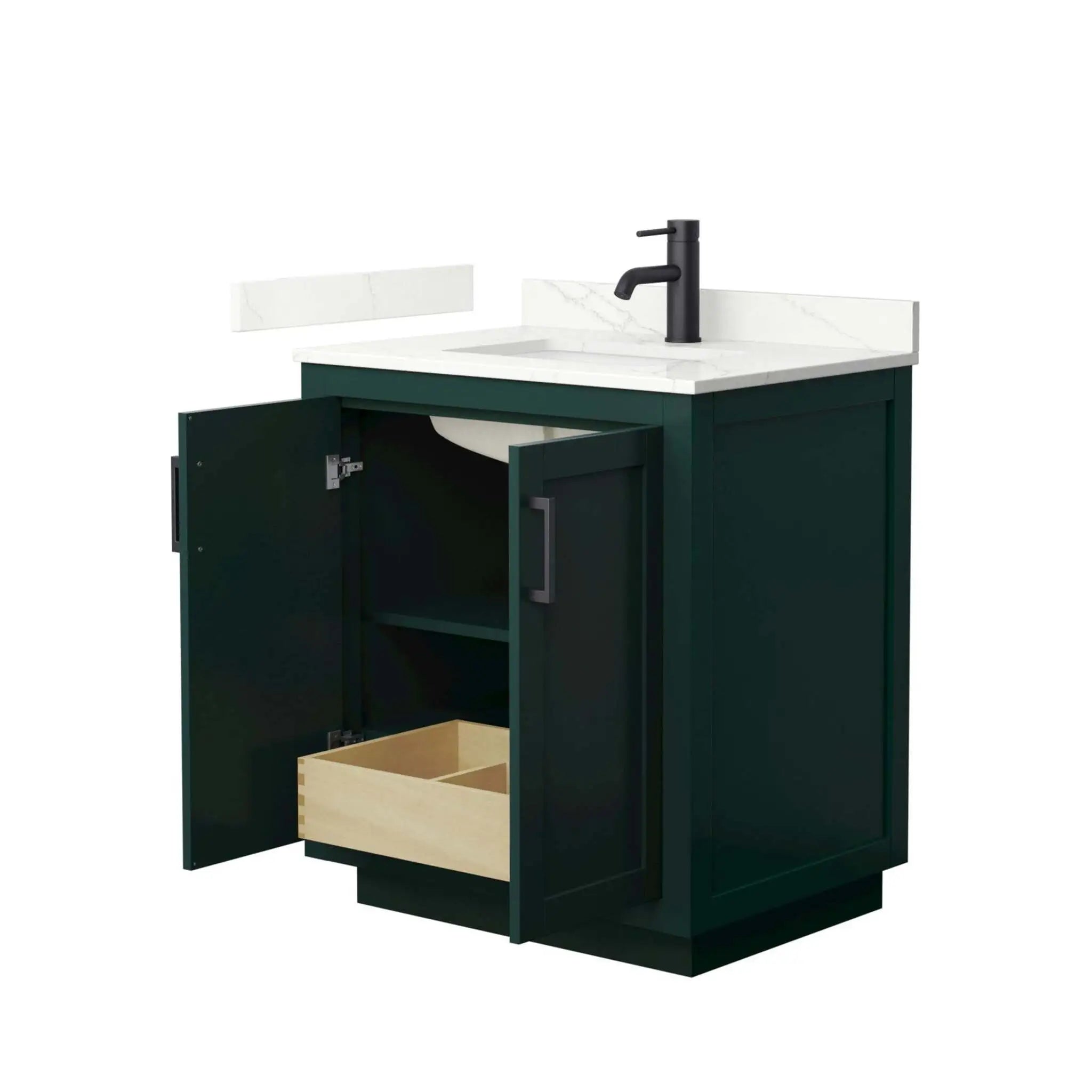 30" Miranda Single Bathroom Vanity in Green with Matte Black Trim by Wyndham