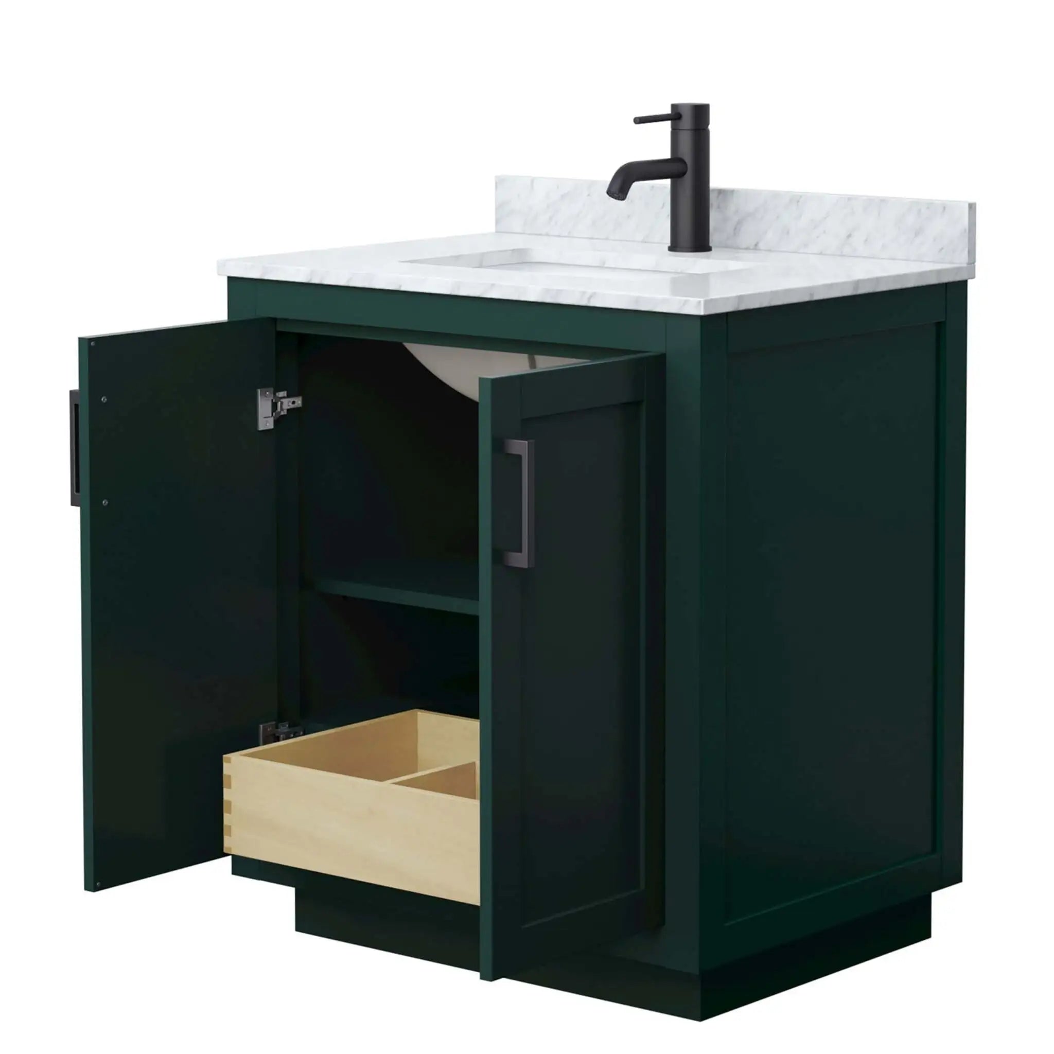 30" Miranda Single Bathroom Vanity in Green with Matte Black Trim by Wyndham
