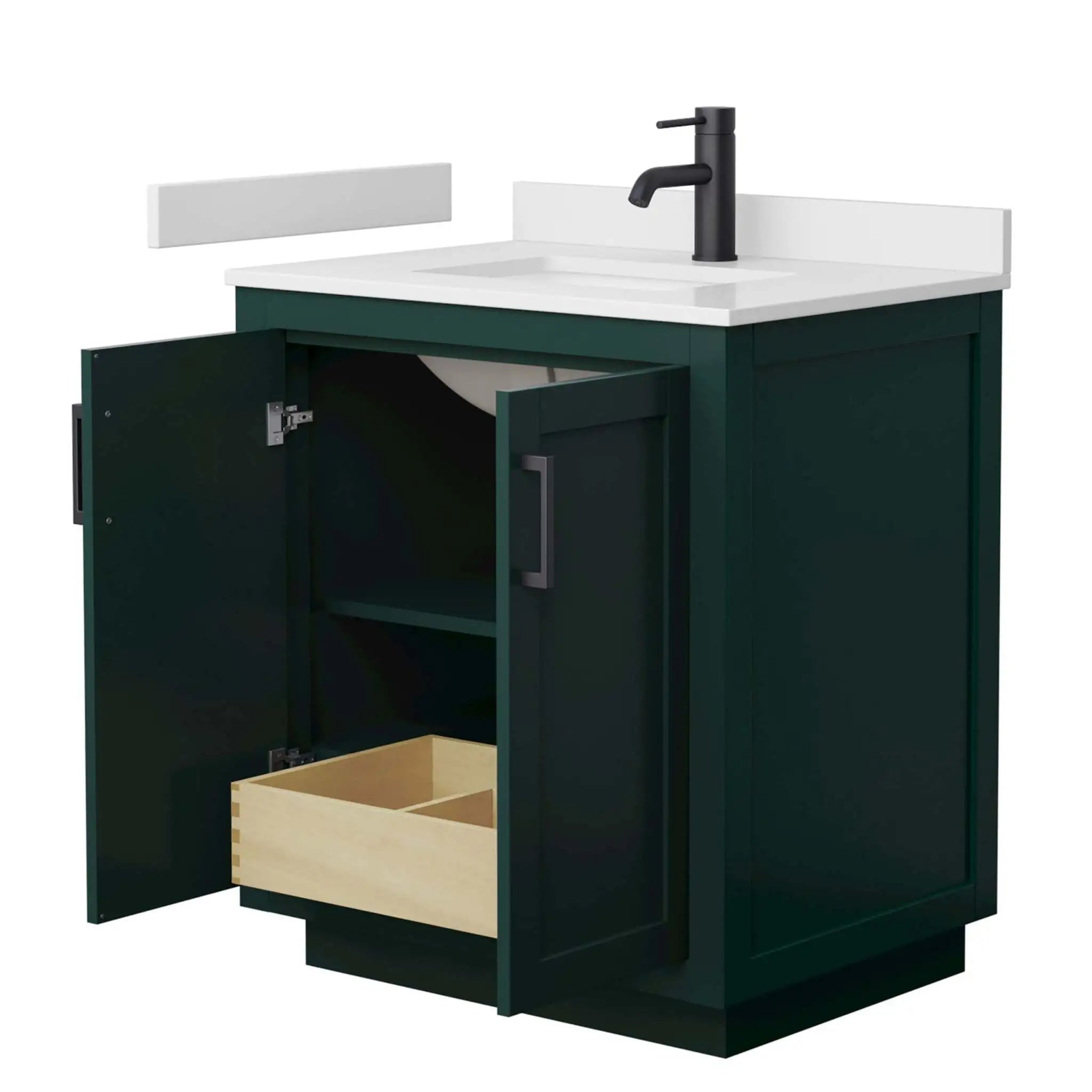30" Miranda Single Bathroom Vanity in Green with Matte Black Trim by Wyndham