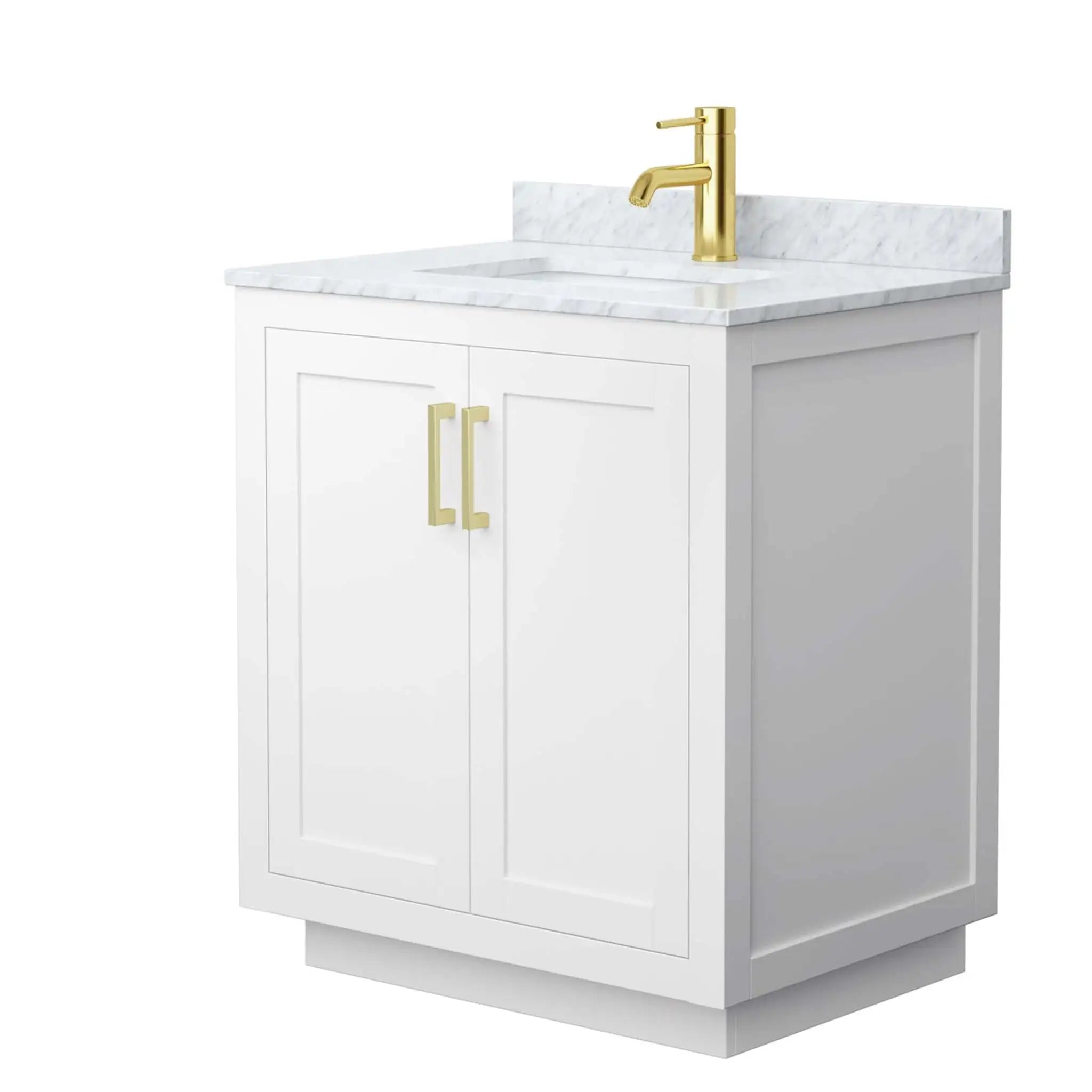 30" Miranda Single Bathroom Vanity in White with Brushed Gold Trim by Wyndham