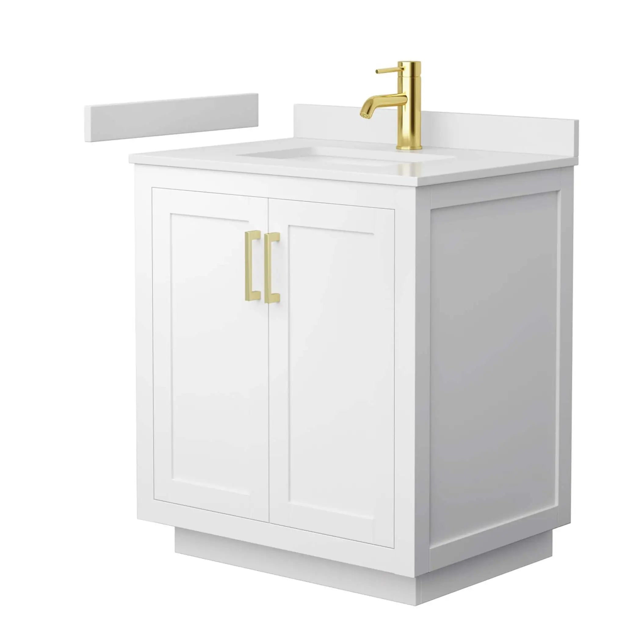30" Miranda Single Bathroom Vanity in White with Brushed Gold Trim by Wyndham