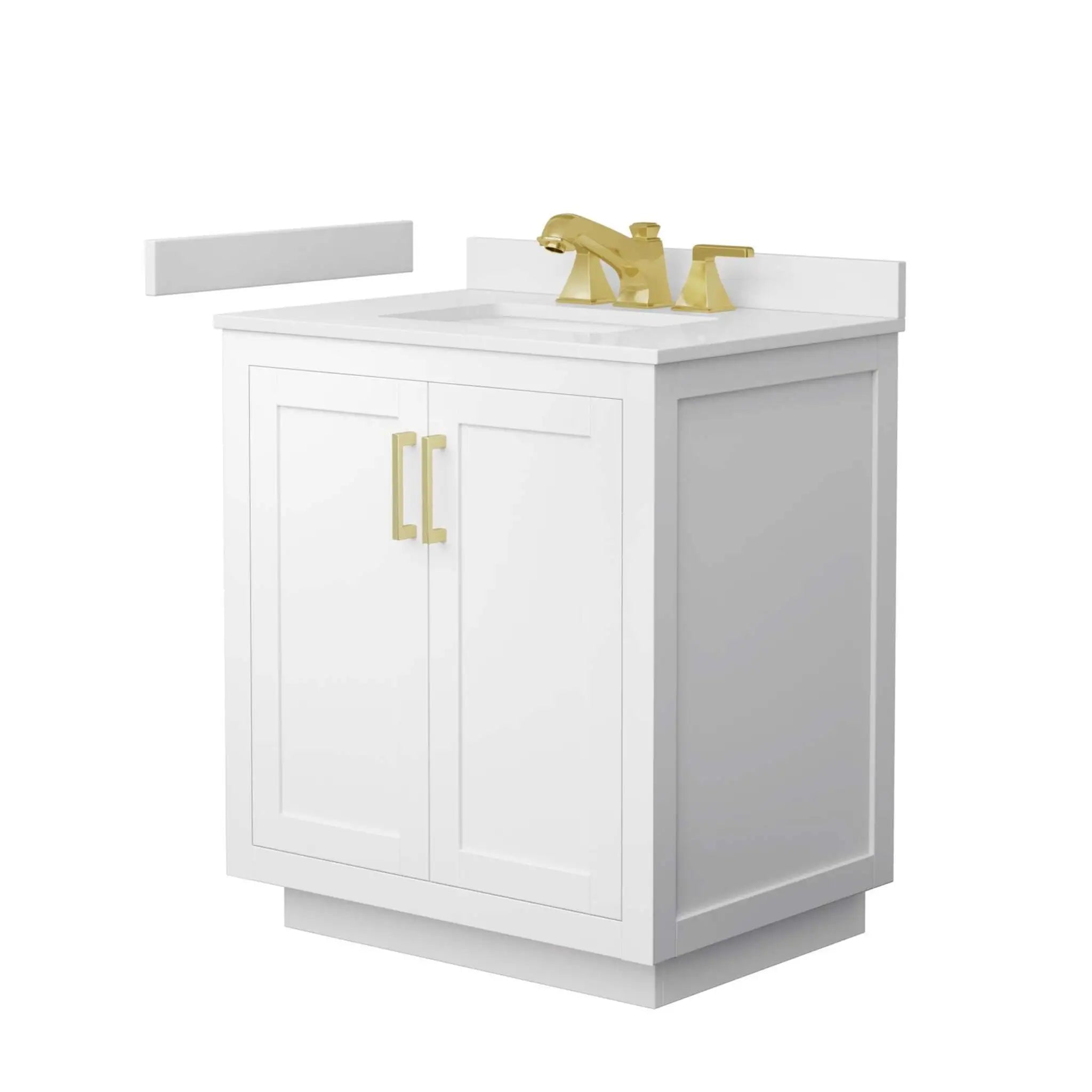 30" Miranda Single Bathroom Vanity in White with Brushed Gold Trim by Wyndham