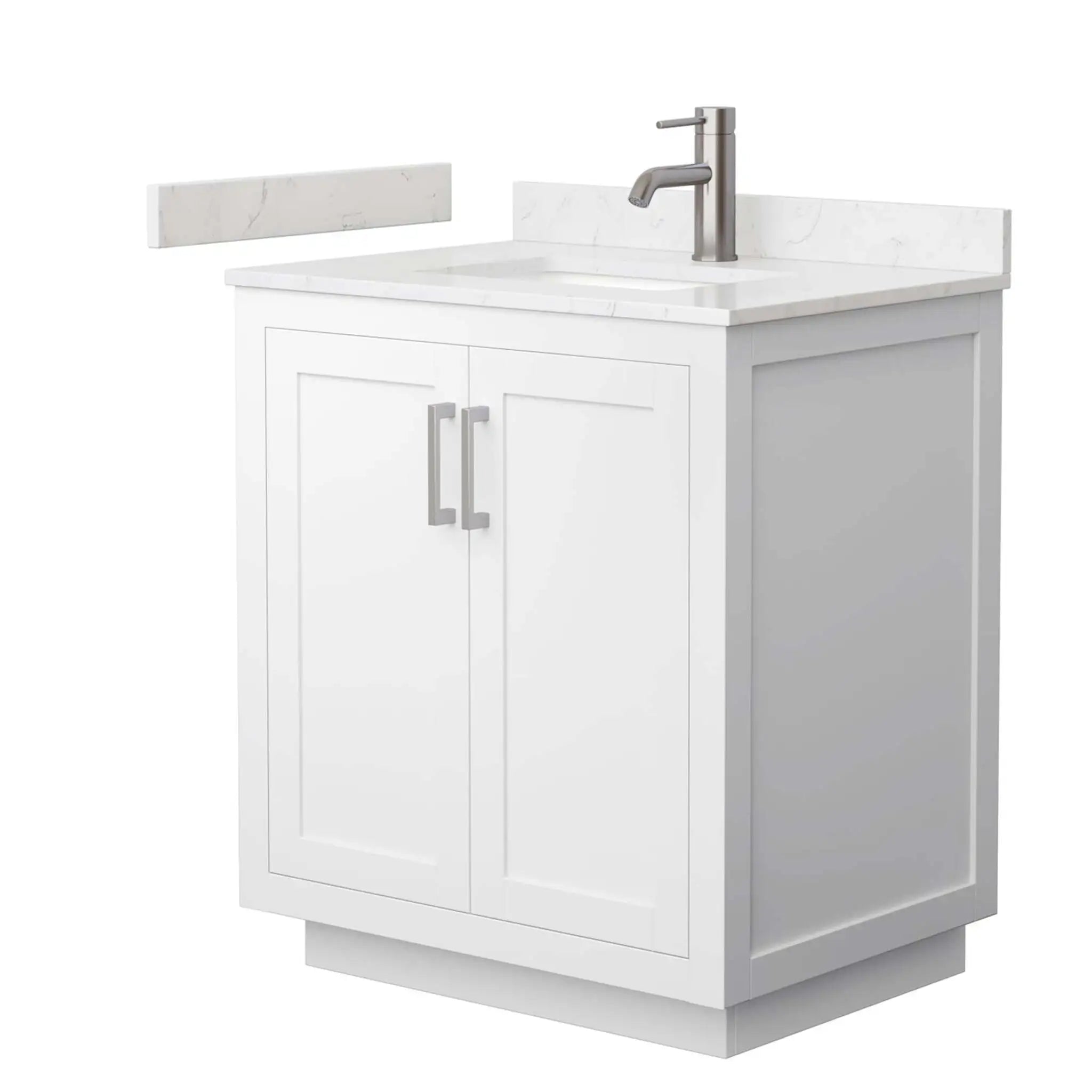 30" Miranda Single Bathroom Vanity in White with Brushed Nickel Trim by Wyndham