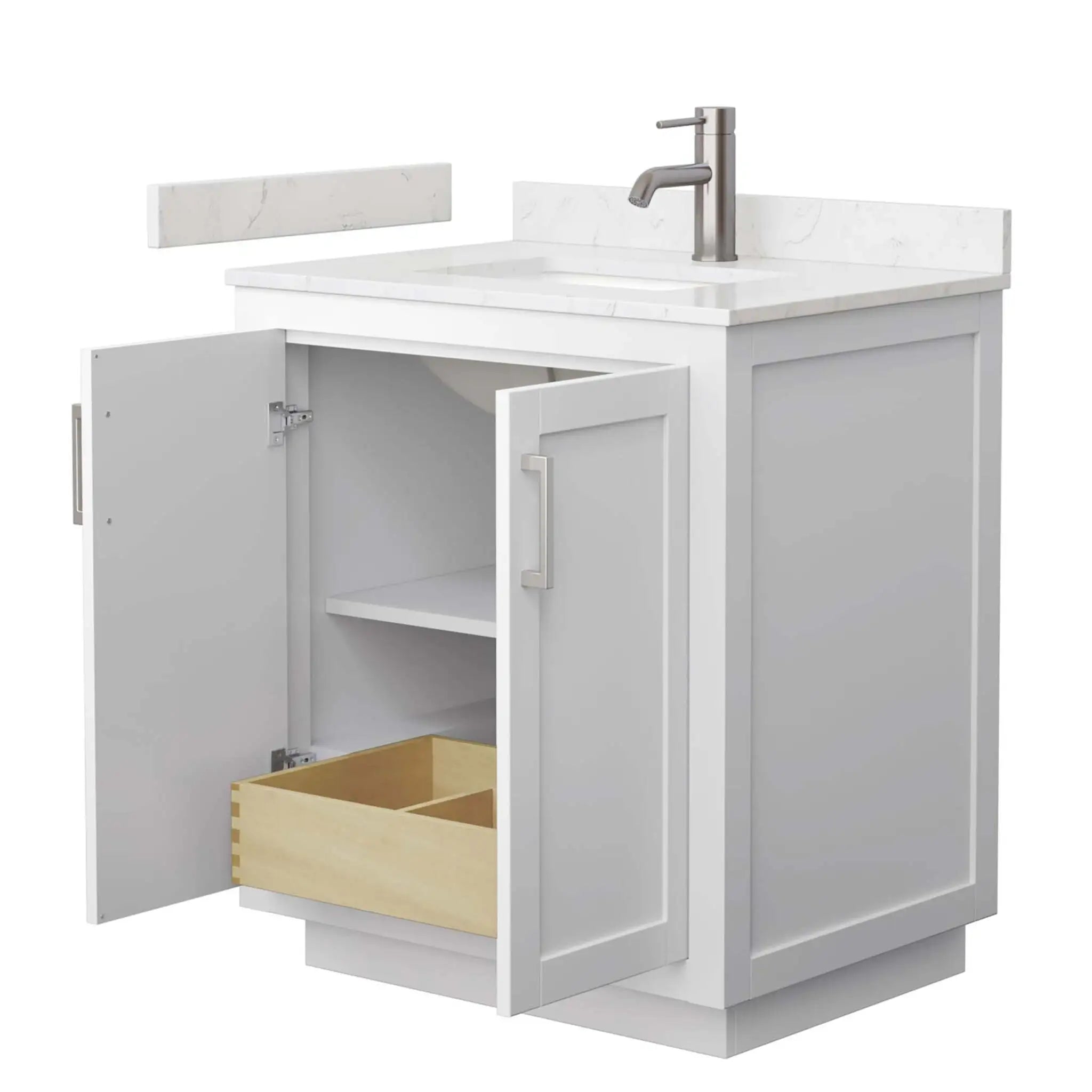 30" Miranda Single Bathroom Vanity in White with Brushed Nickel Trim by Wyndham