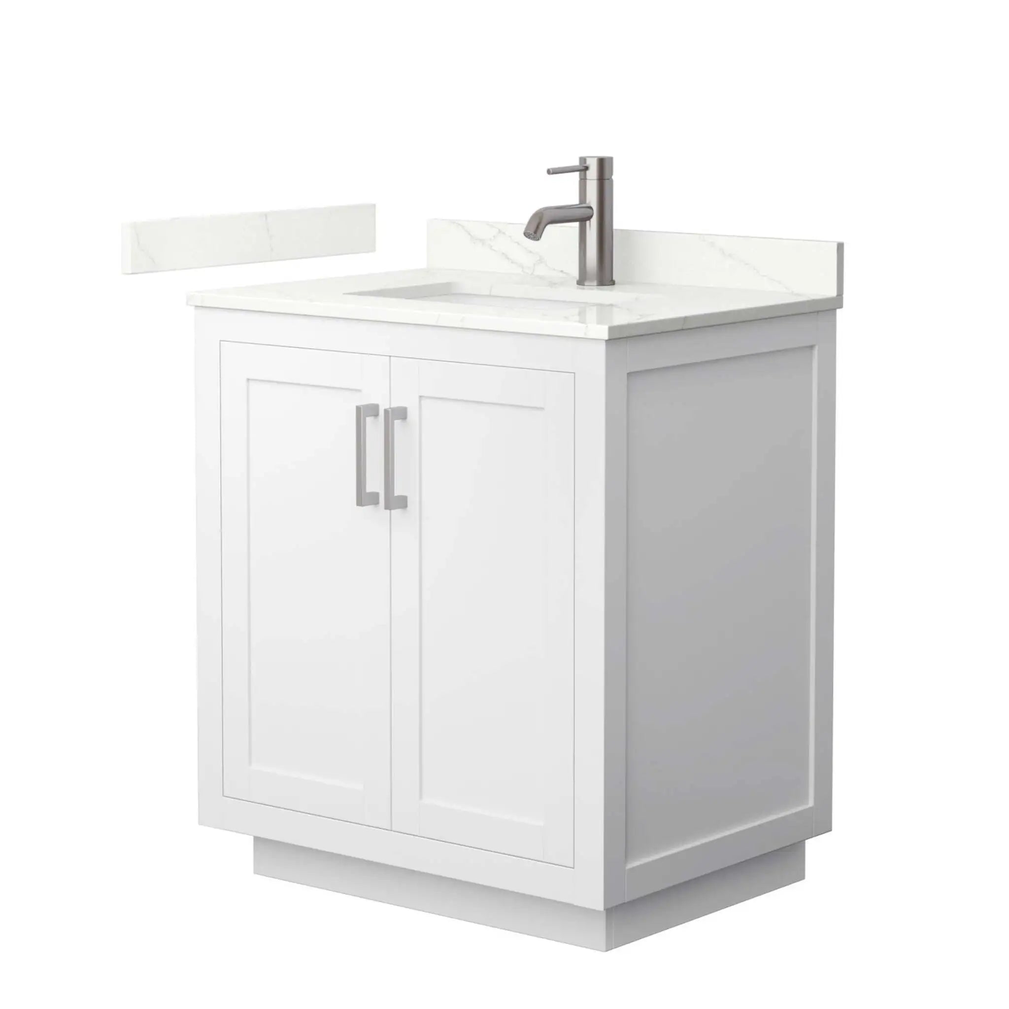 30" Miranda Single Bathroom Vanity in White with Brushed Nickel Trim by Wyndham