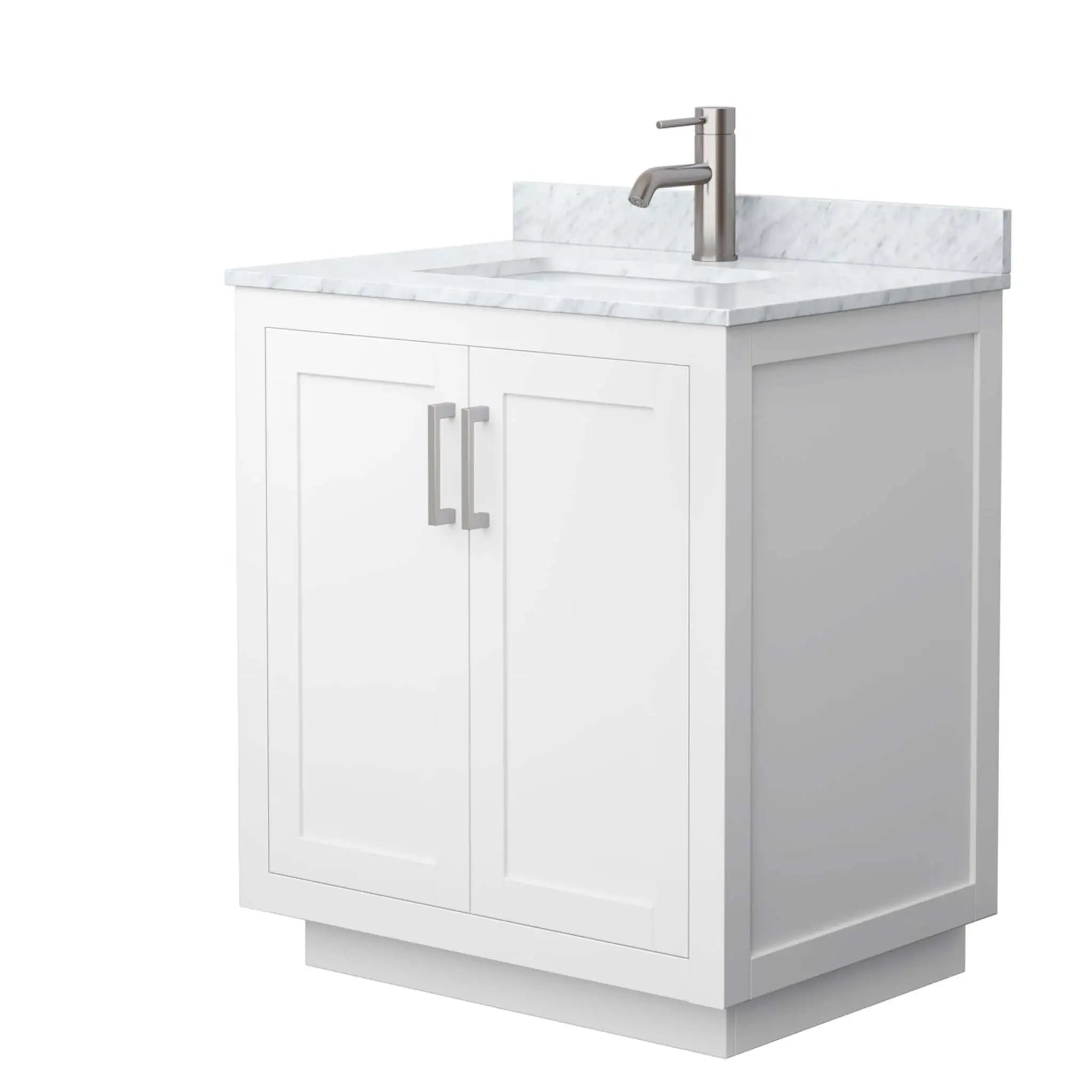 30" Miranda Single Bathroom Vanity in White with Brushed Nickel Trim by Wyndham