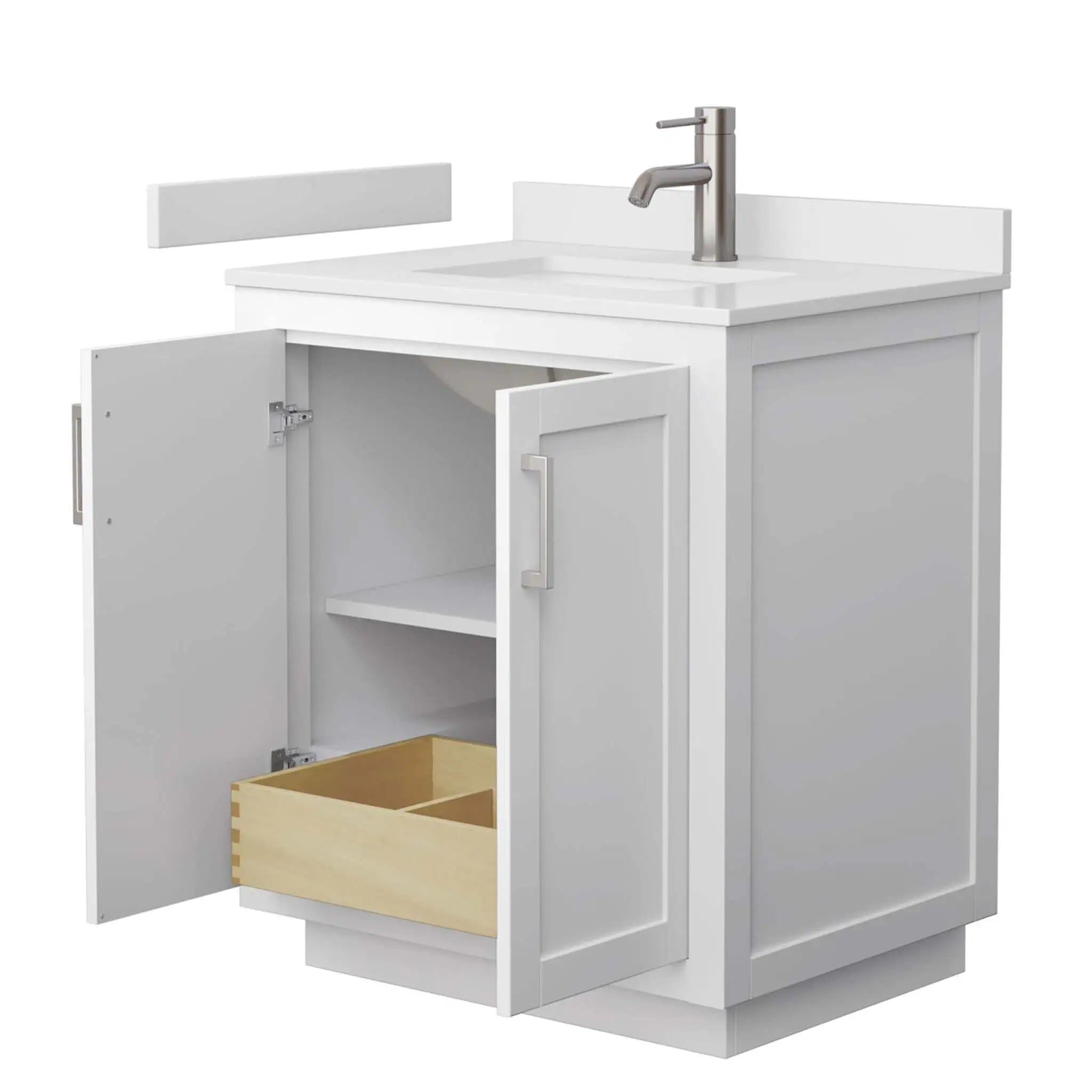 30" Miranda Single Bathroom Vanity in White with Brushed Nickel Trim by Wyndham