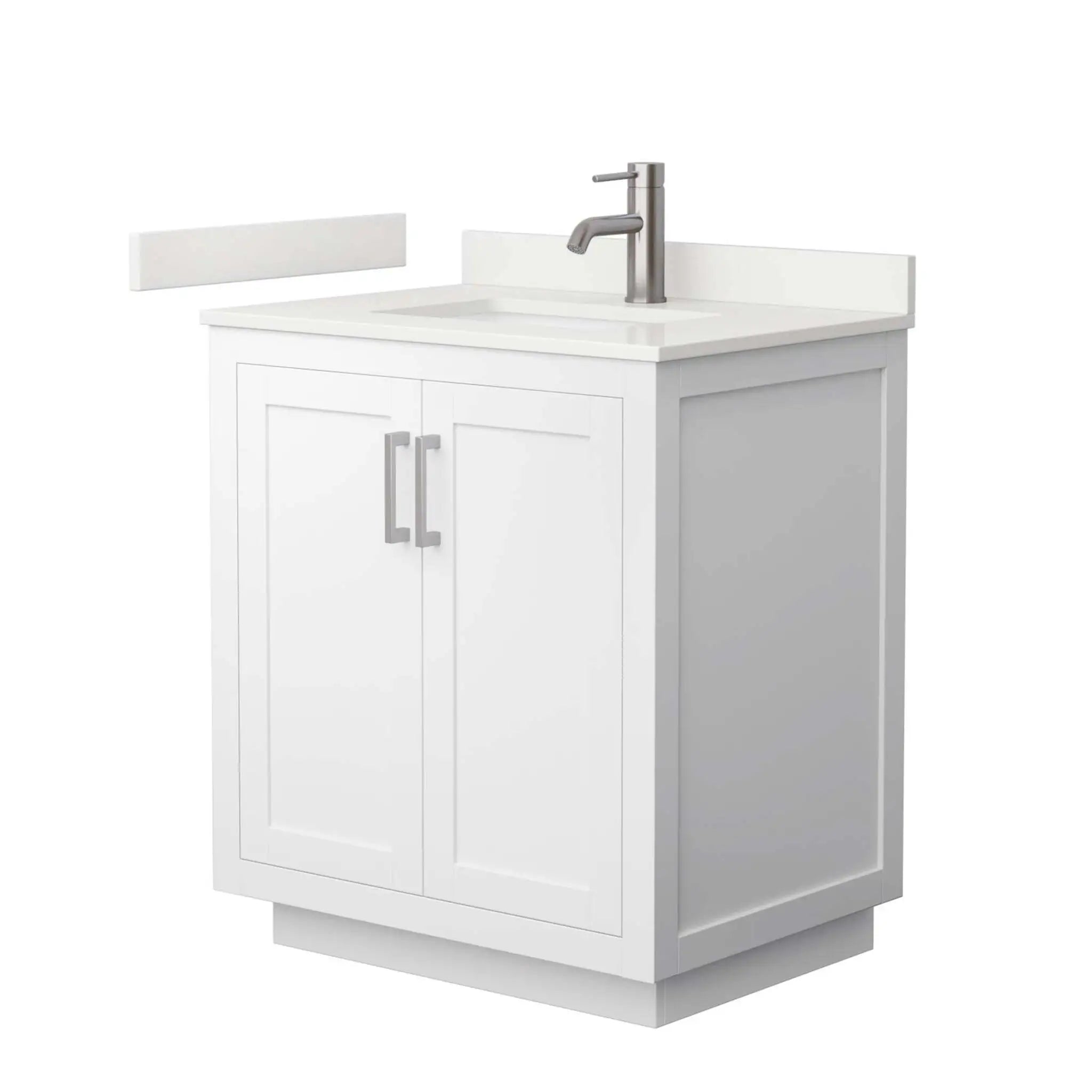 30" Miranda Single Bathroom Vanity in White with Brushed Nickel Trim by Wyndham