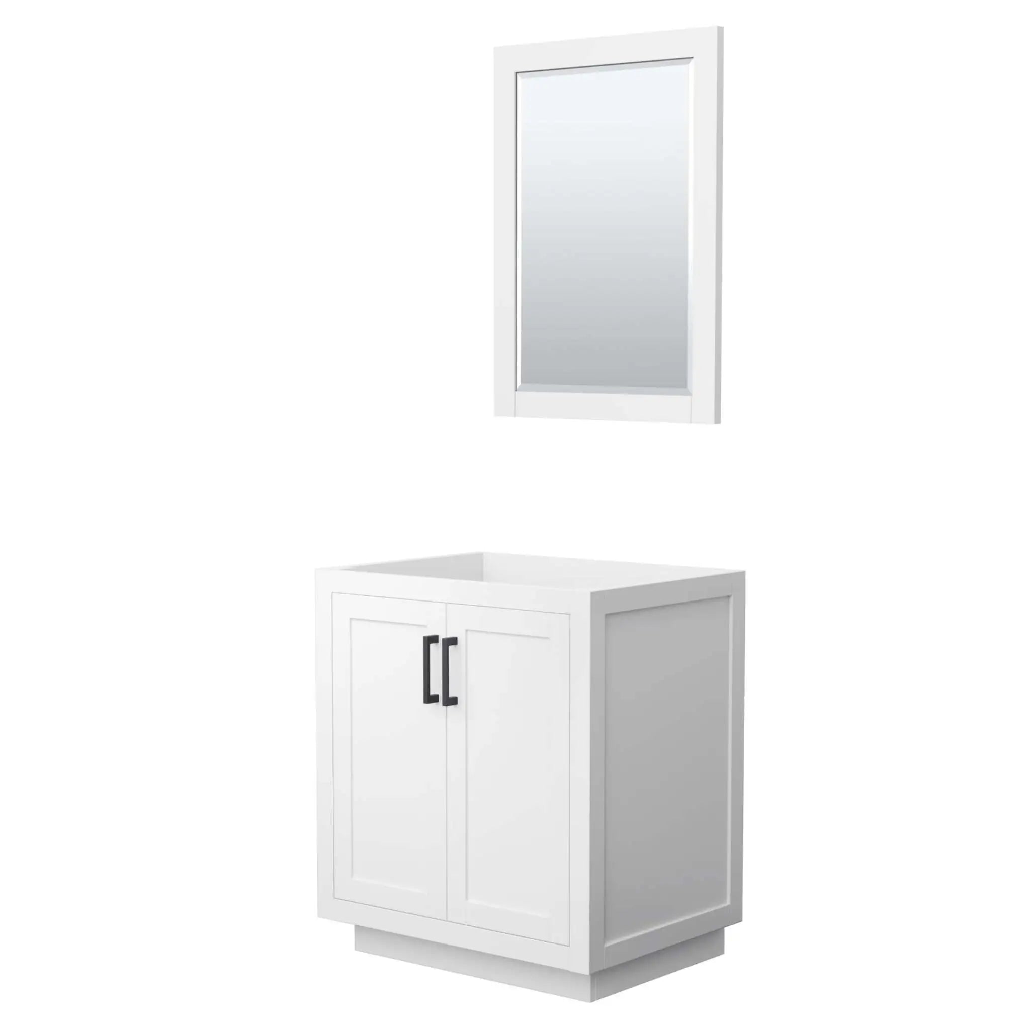 30" Miranda Single Bathroom Vanity in White with Matte Black Trim & 24" Mirror by Wyndham