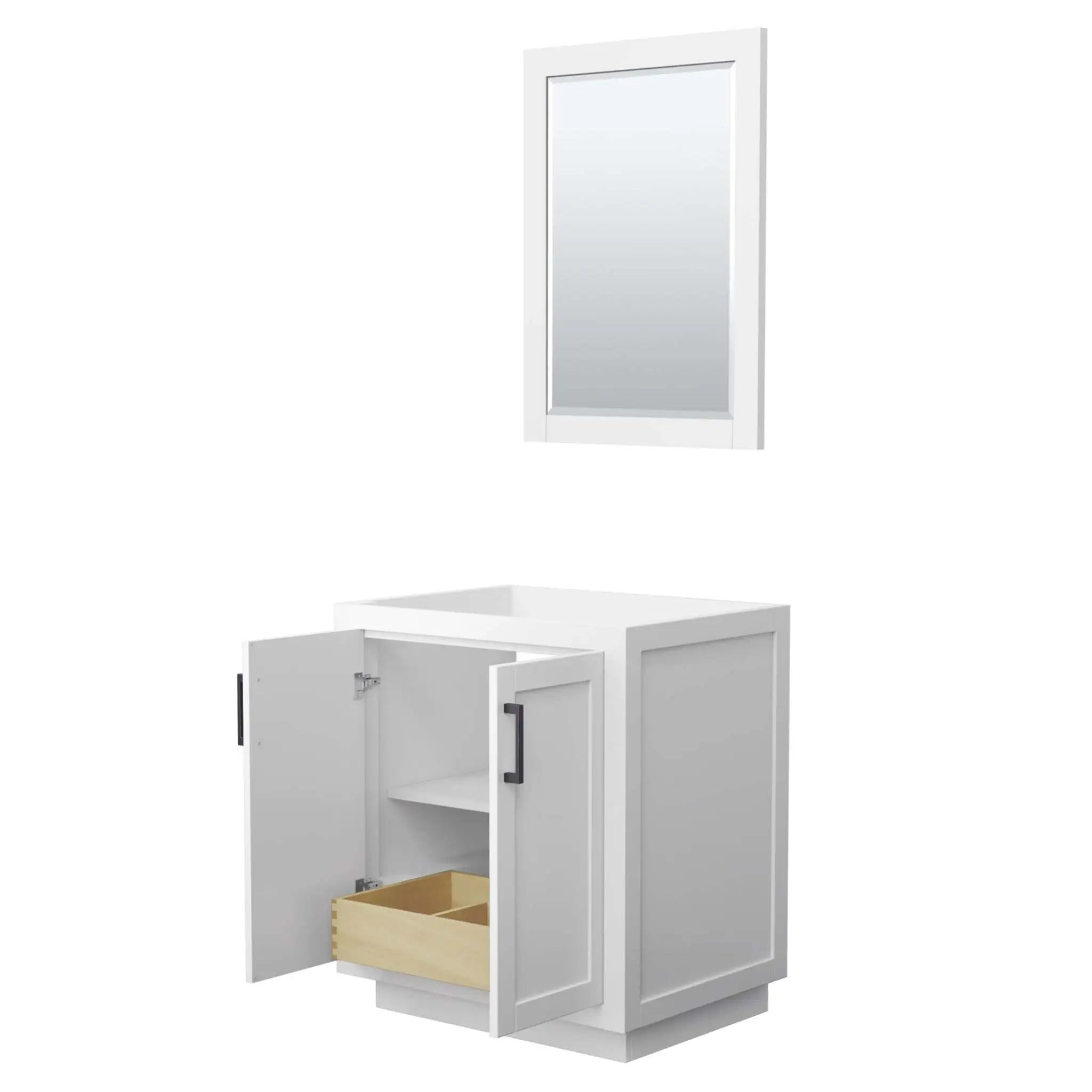 30" Miranda Single Bathroom Vanity in White with Matte Black Trim & 24" Mirror by Wyndham