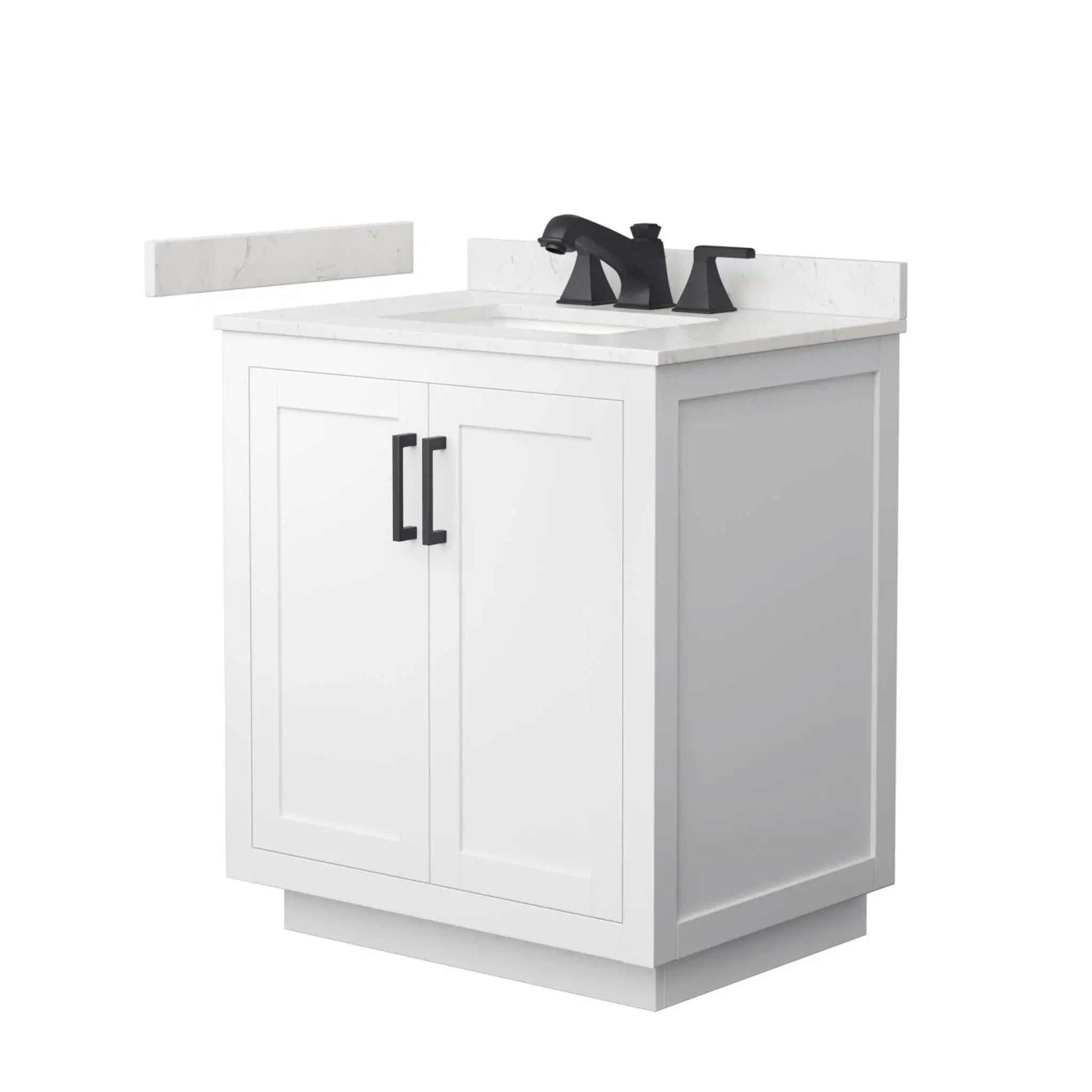 30" Miranda Single Bathroom Vanity in White with Matte Black Trim by Wyndham